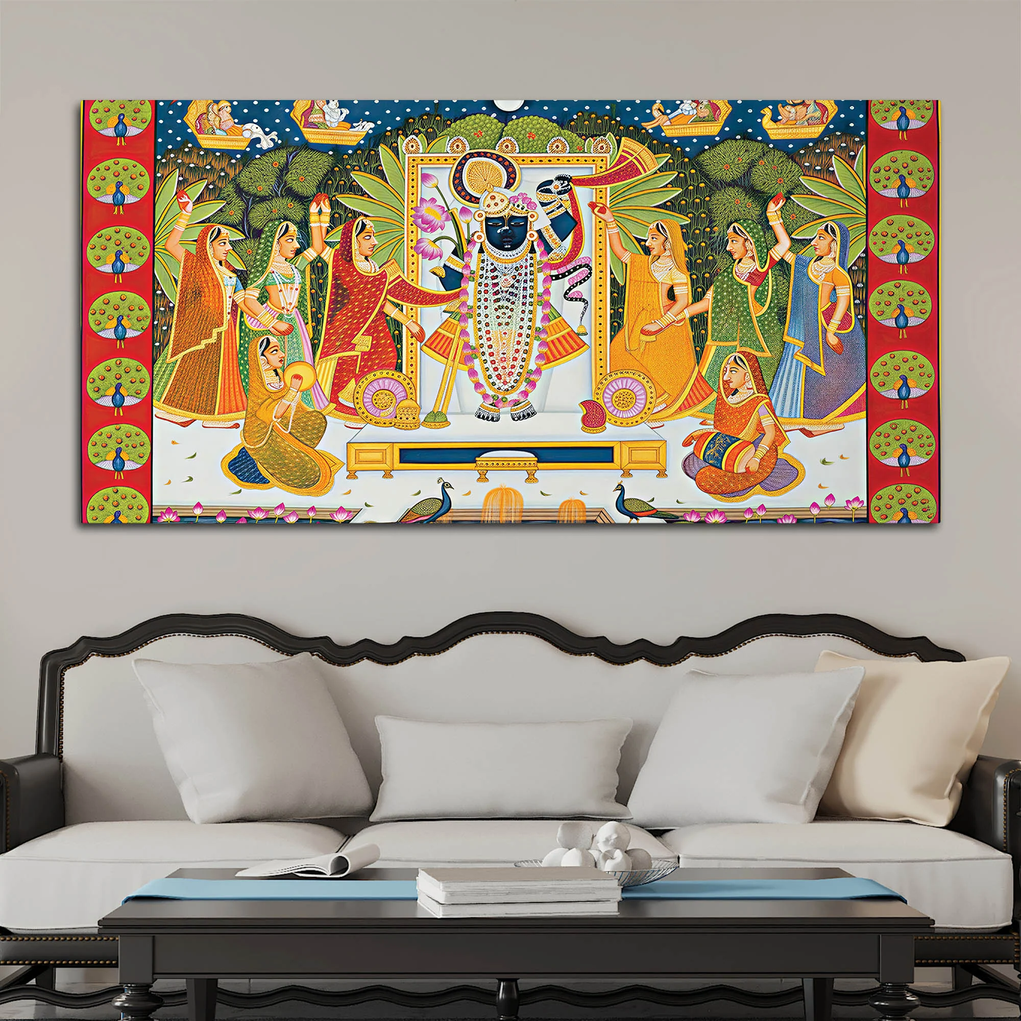 Pichwai Shreenathji Krishna Canvas Wall Painting - Image 3