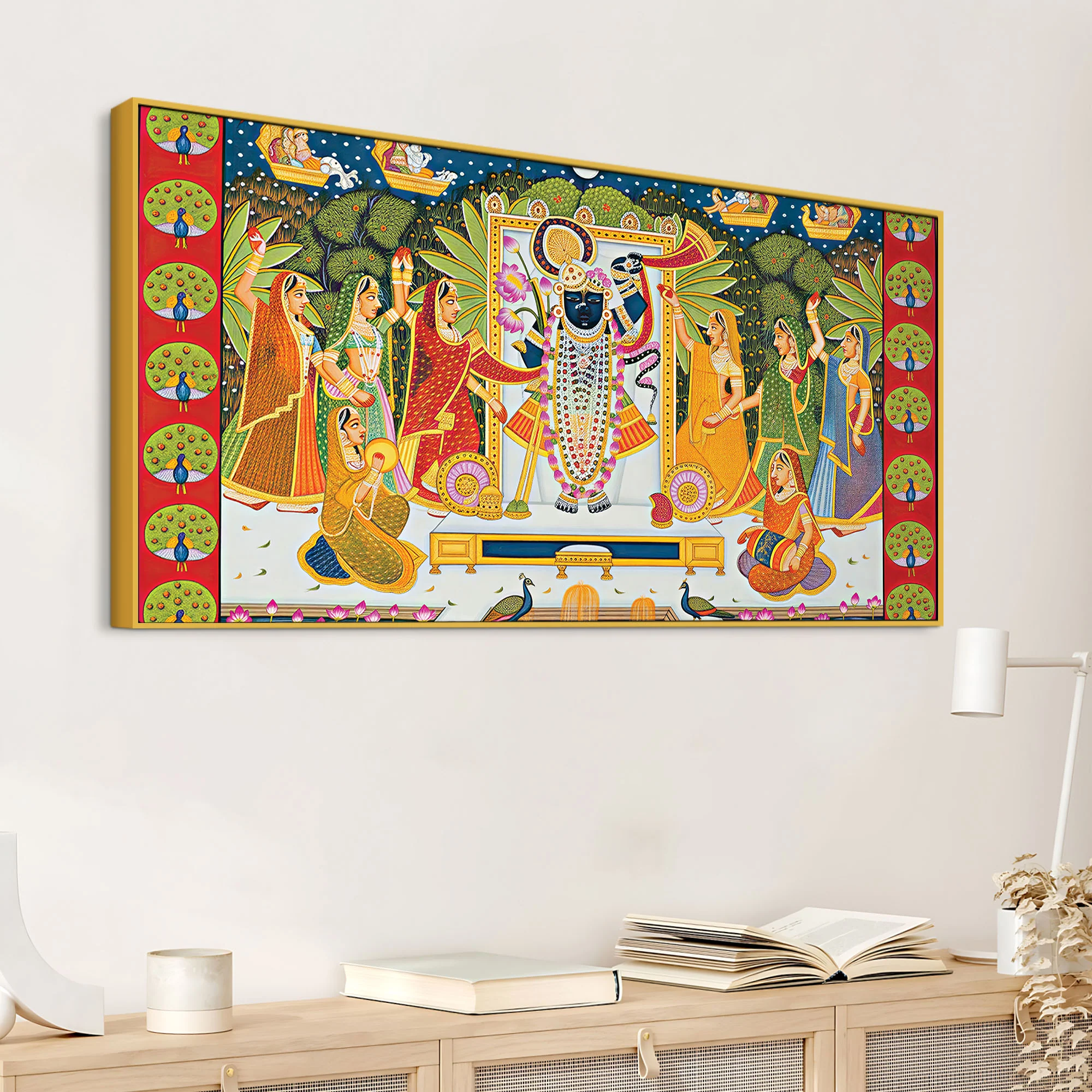 Pichwai Shreenathji Krishna Canvas Wall Painting - Image 4