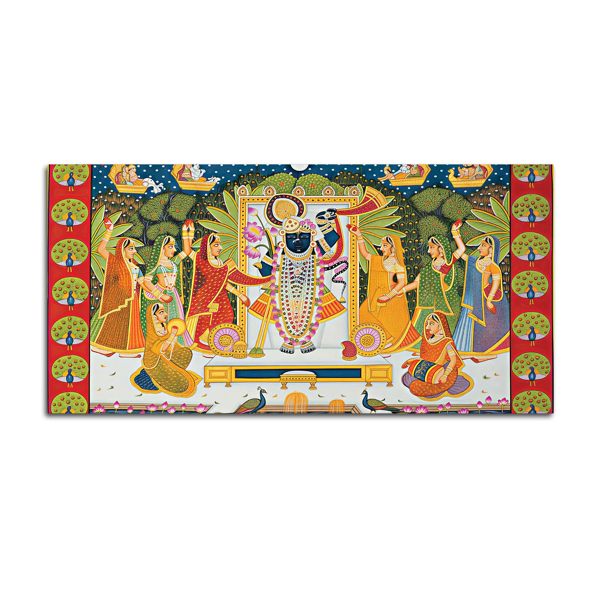 Pichwai Shreenathji Krishna Canvas Wall Painting - Image 7