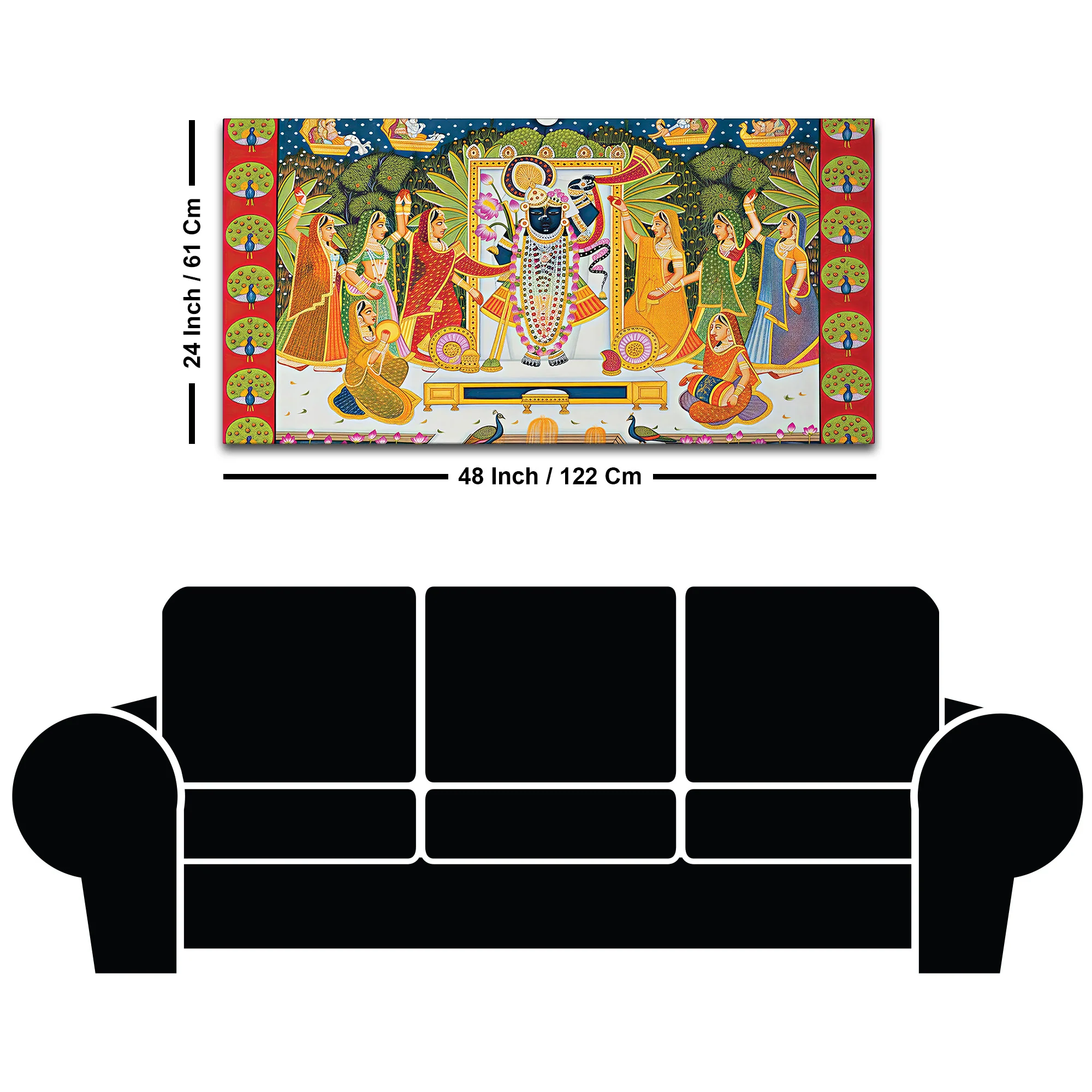 Pichwai Shreenathji Krishna Canvas Wall Painting - Image 8