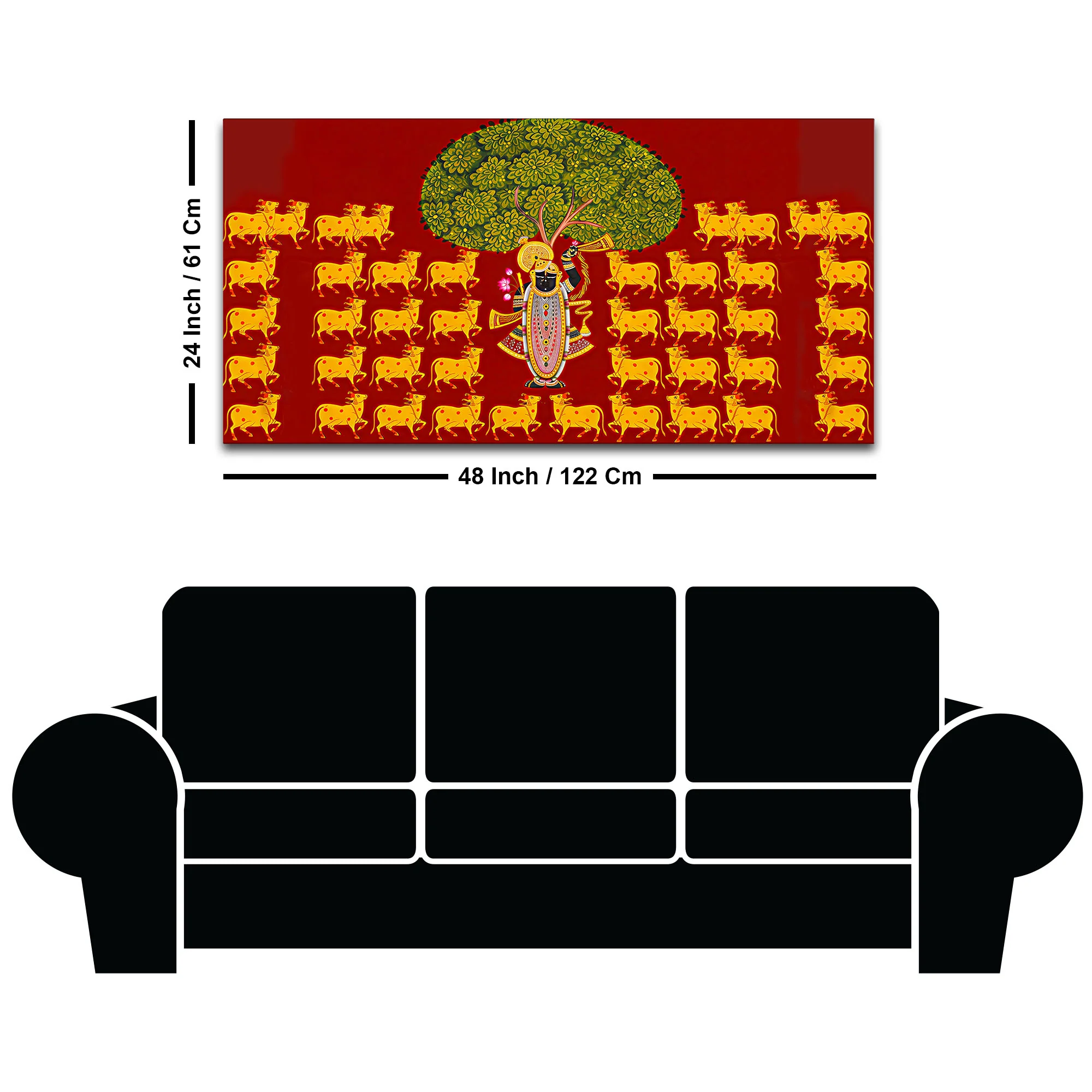 Pichwai Shrinath Ji Wall Art with Cows Painting | Premium Devotional Decor - Image 8