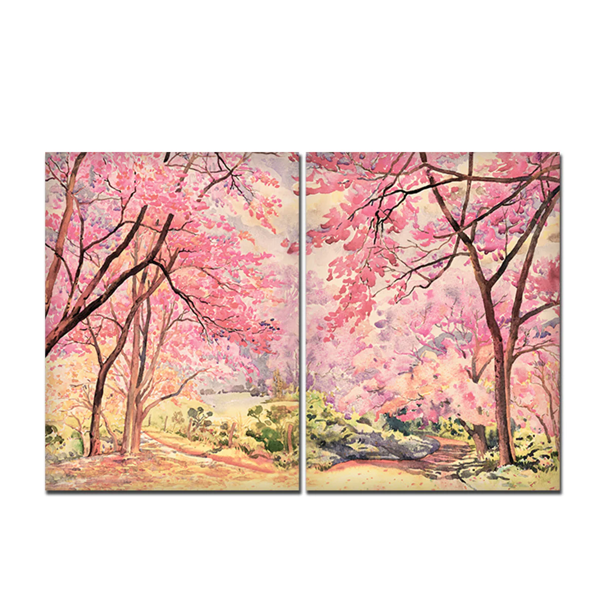 Pink Flower Trees Nature Forest Premium Bedroom Wall Painting - Image 4