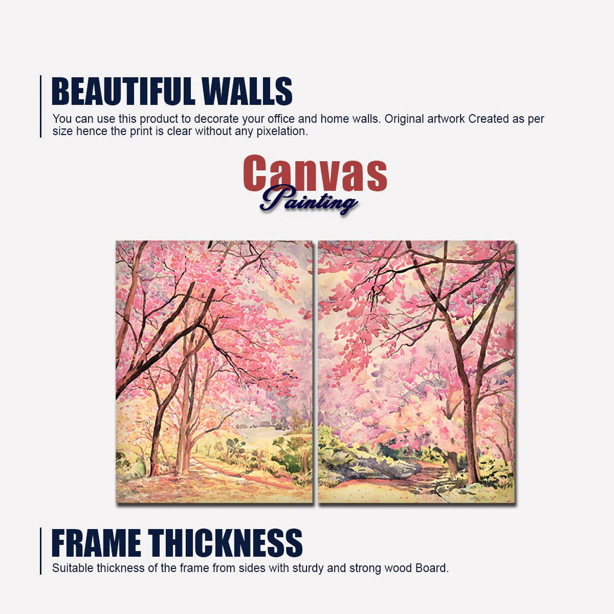 Pink Flower Trees Nature Forest Premium Bedroom Wall Painting - Image 5