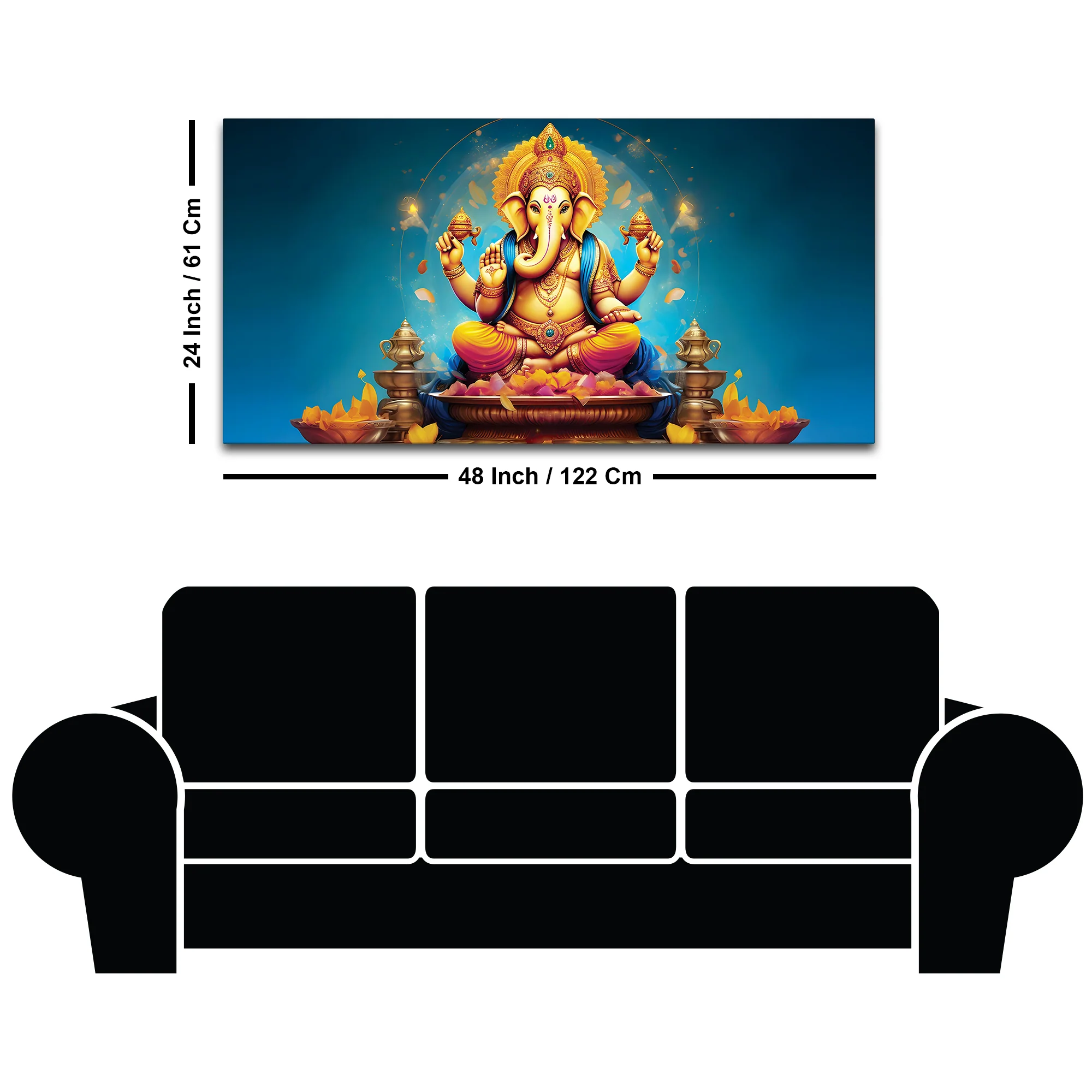 Pleasing Lord Ganpati Bappa Spiritual Canvas Wall Painting for Home & Temple – Premium Devotional Wall Art - Image 8