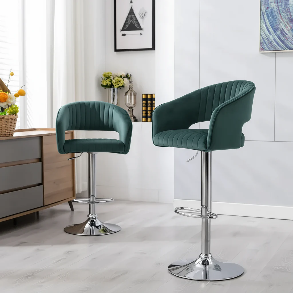 Plush Feel Velvet Adjustable Bar Stool / Long Chair - Image 10