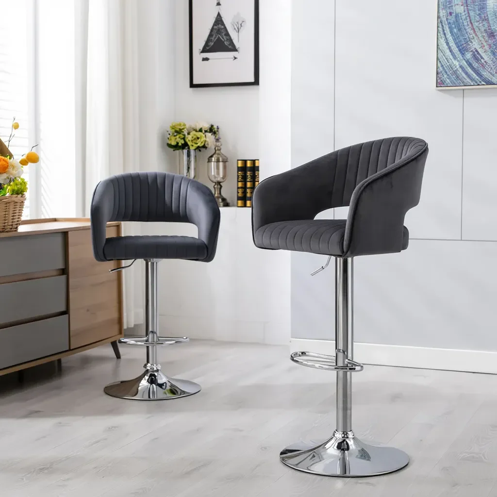 Plush Feel Velvet Adjustable Bar Stool / Long Chair - Image 12