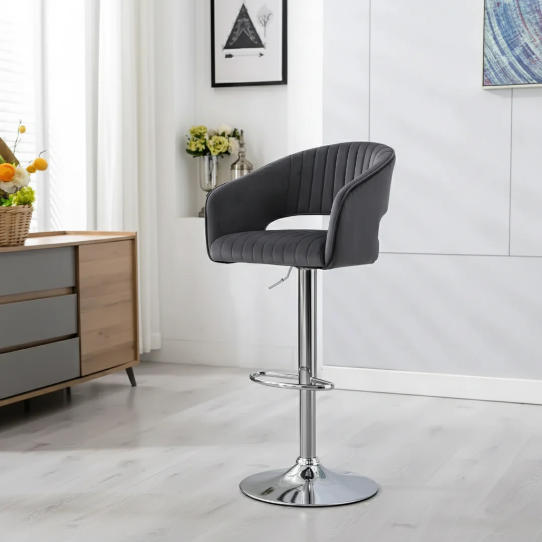 Plush Feel Velvet Adjustable Bar Stool / Long Chair - Image 13
