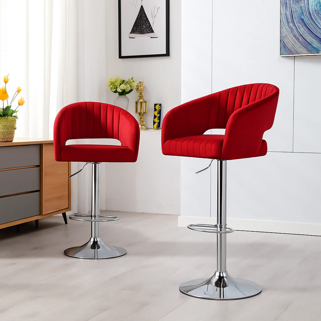 Plush Feel Velvet Adjustable Bar Stool / Long Chair - Image 16