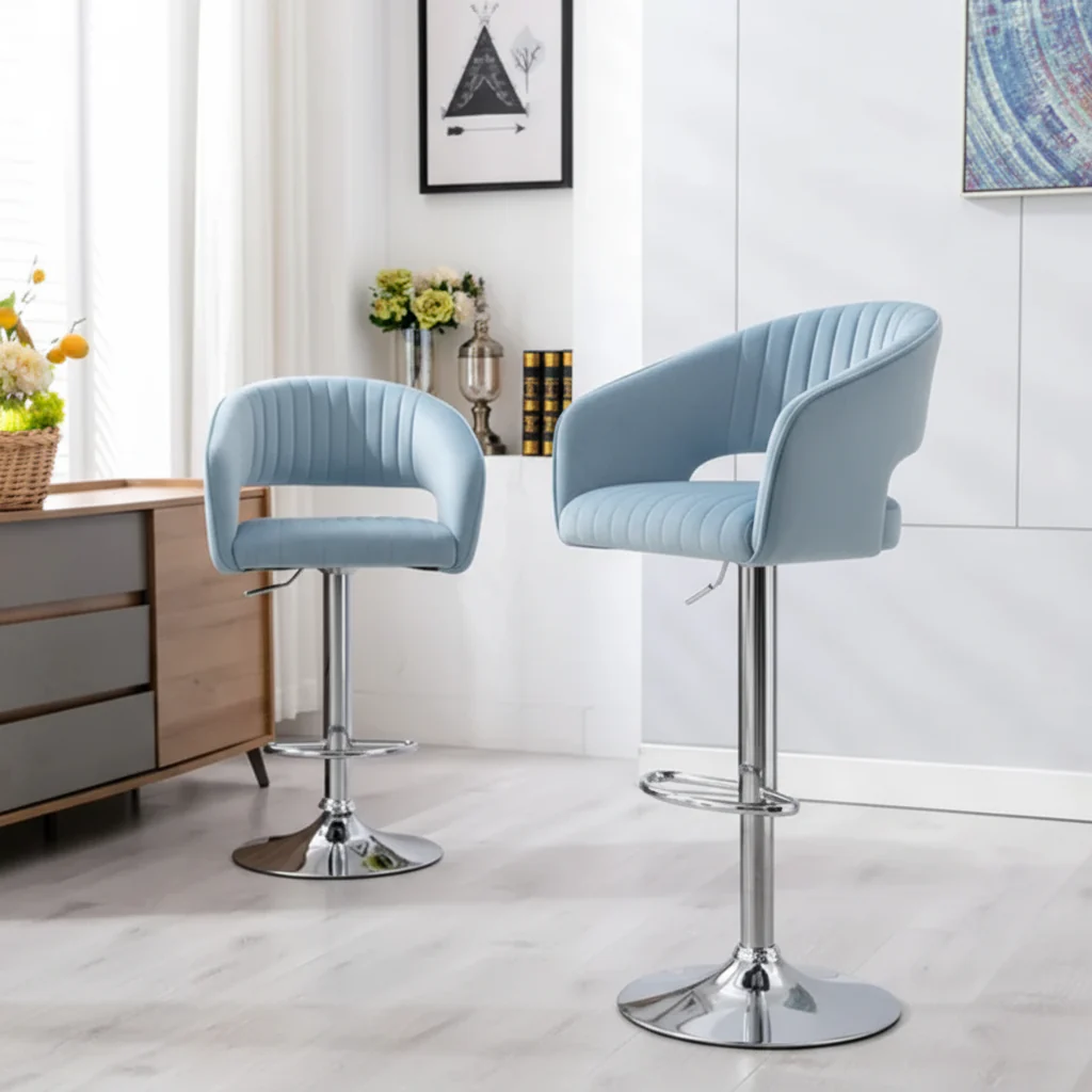 Plush Feel Velvet Adjustable Bar Stool / Long Chair - Image 18