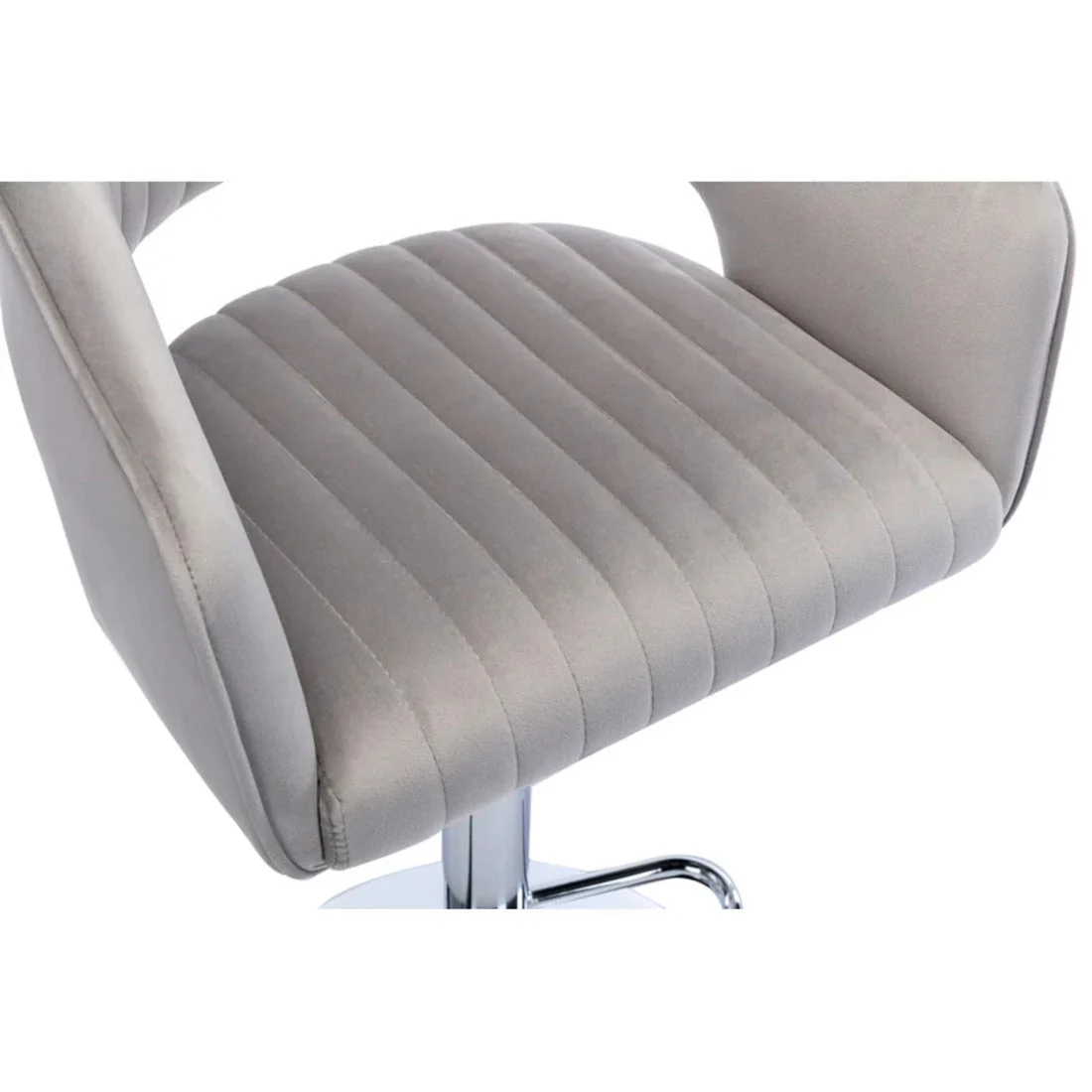 Plush Feel Grey Velvet Adjustable Bar Stool / Long Chair - Image 5