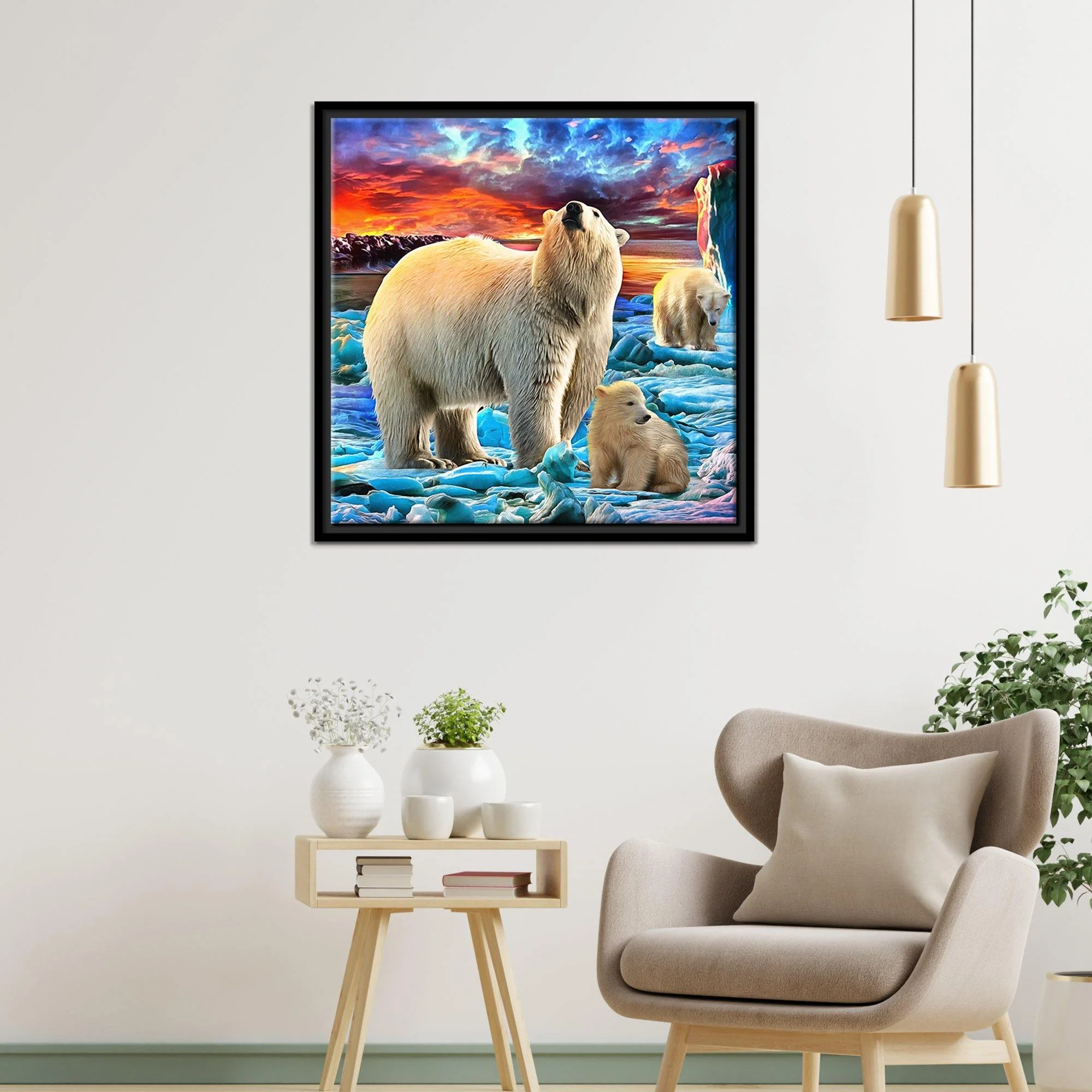 Polar Bear Glacier Wall Painting Floating Frame - Image 2