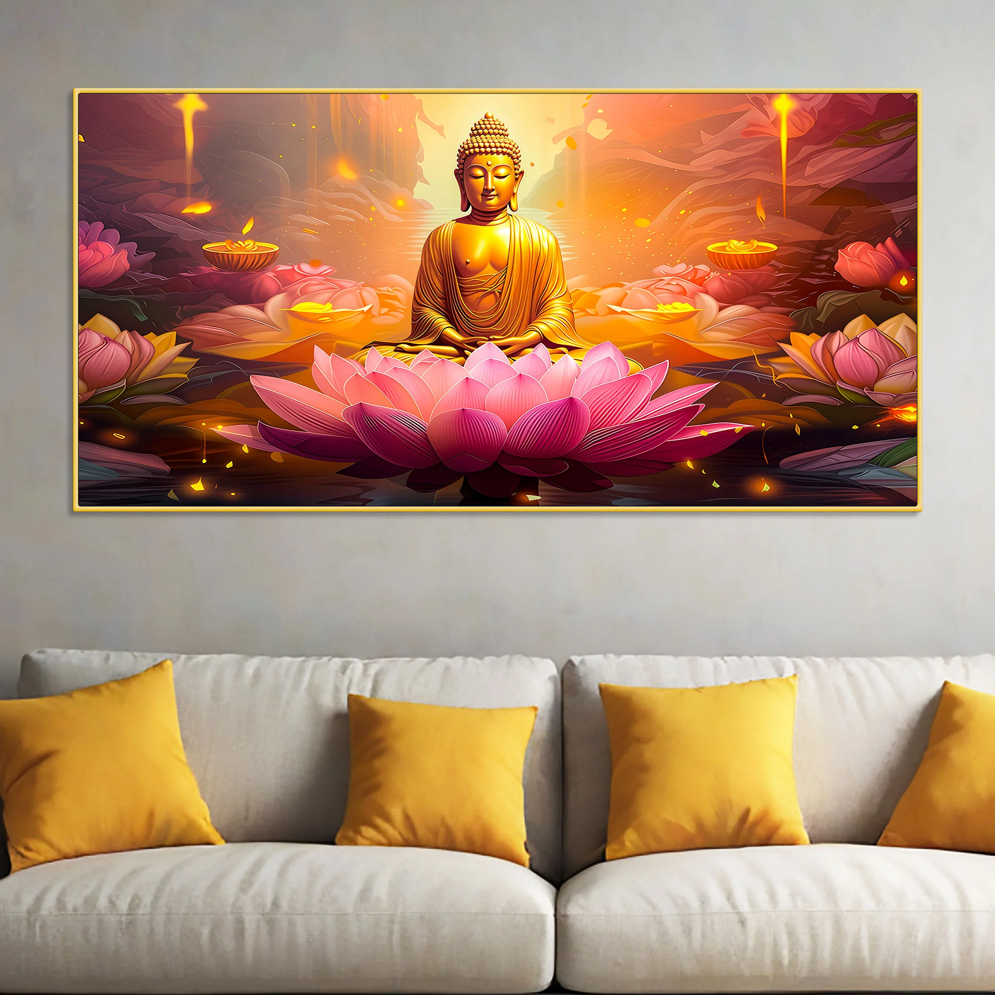 Positive Vibes Gautam Buddha Wall Painting