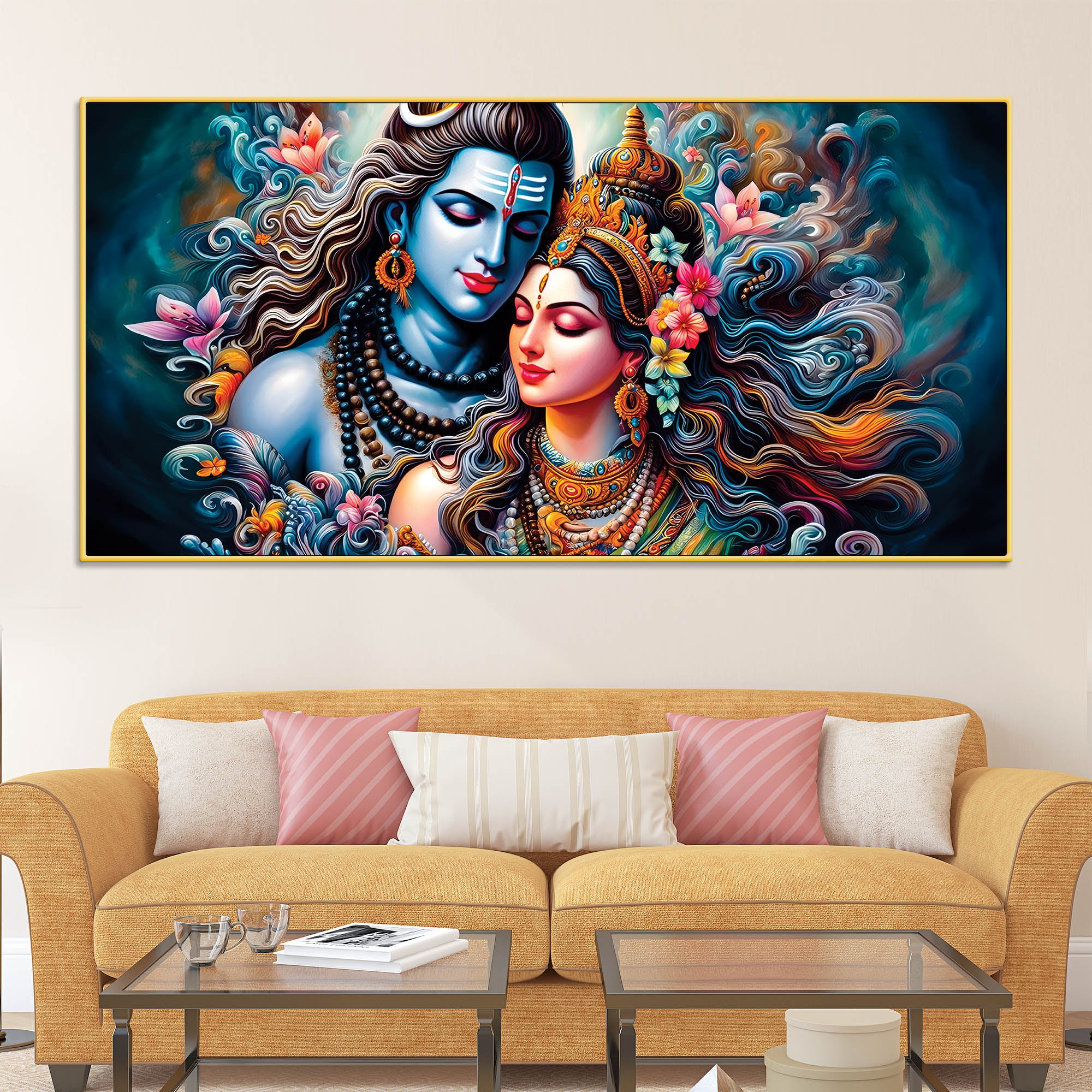Powerful Mahadev Canvas Painting for Living Room Interior - Image 2