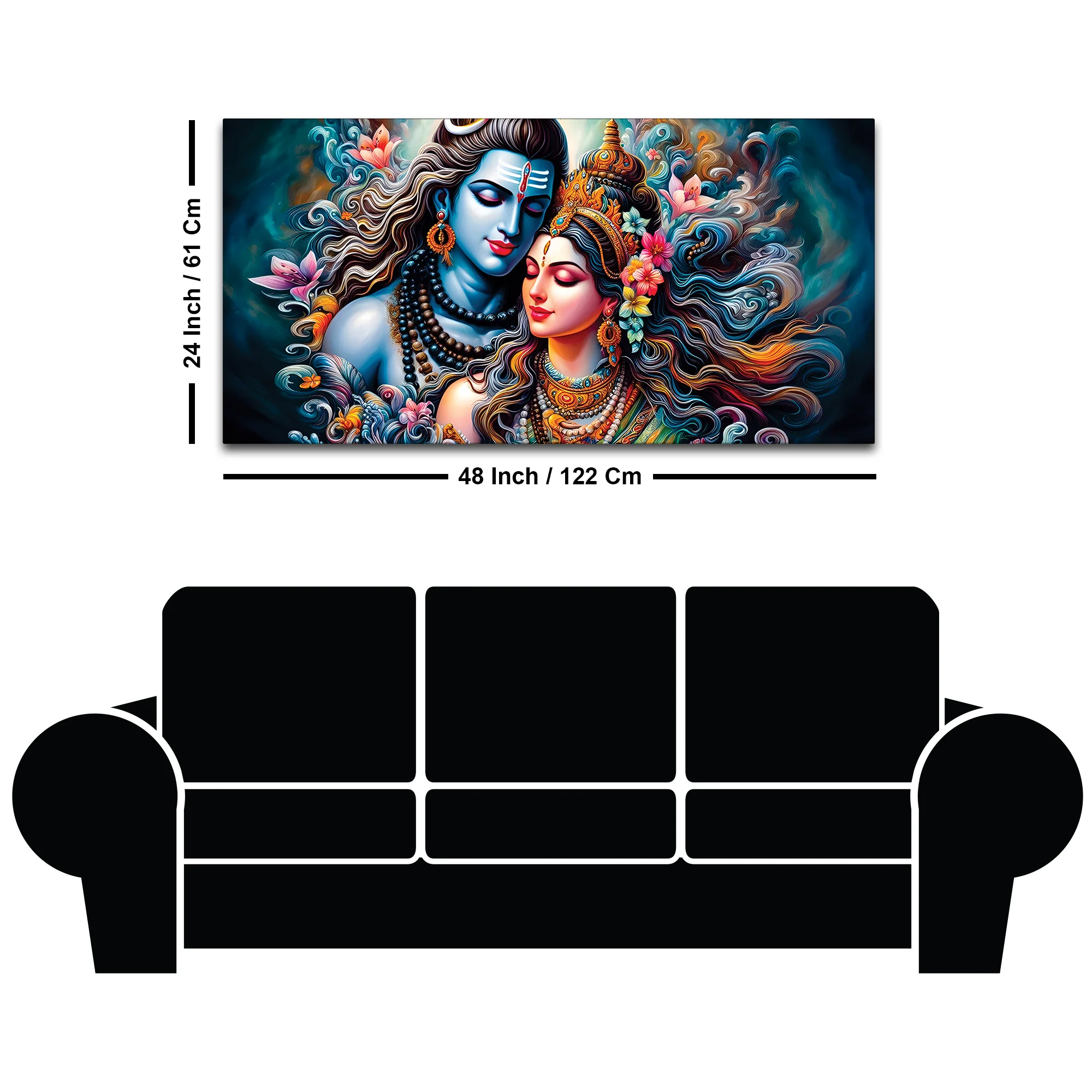 Powerful Mahadev Canvas Painting for Living Room Interior - Image 8