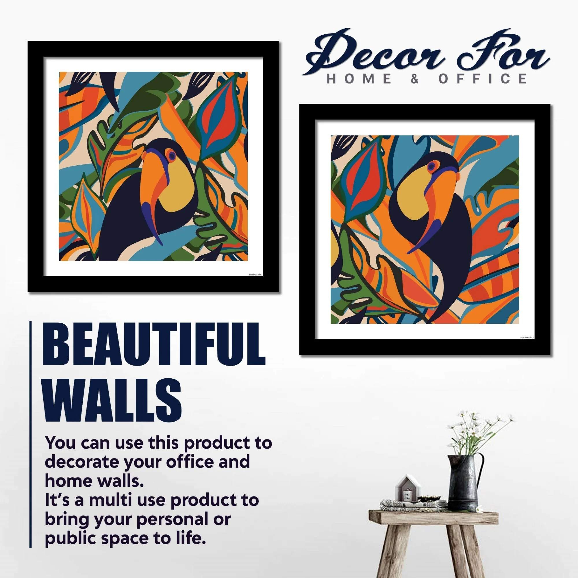 Premium 2 Pieces Wall Frame Painting of Abstract Bird - Image 4