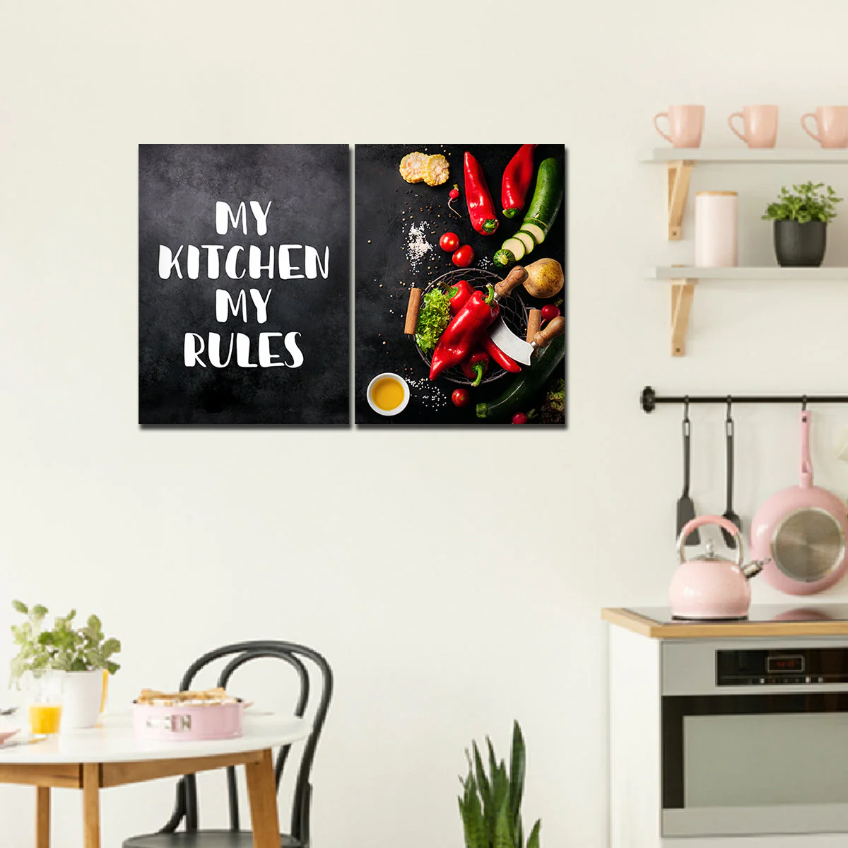 Premium 2 Pieces Wall Painting of Kitchen's Quotes with Vegetable - Image 3