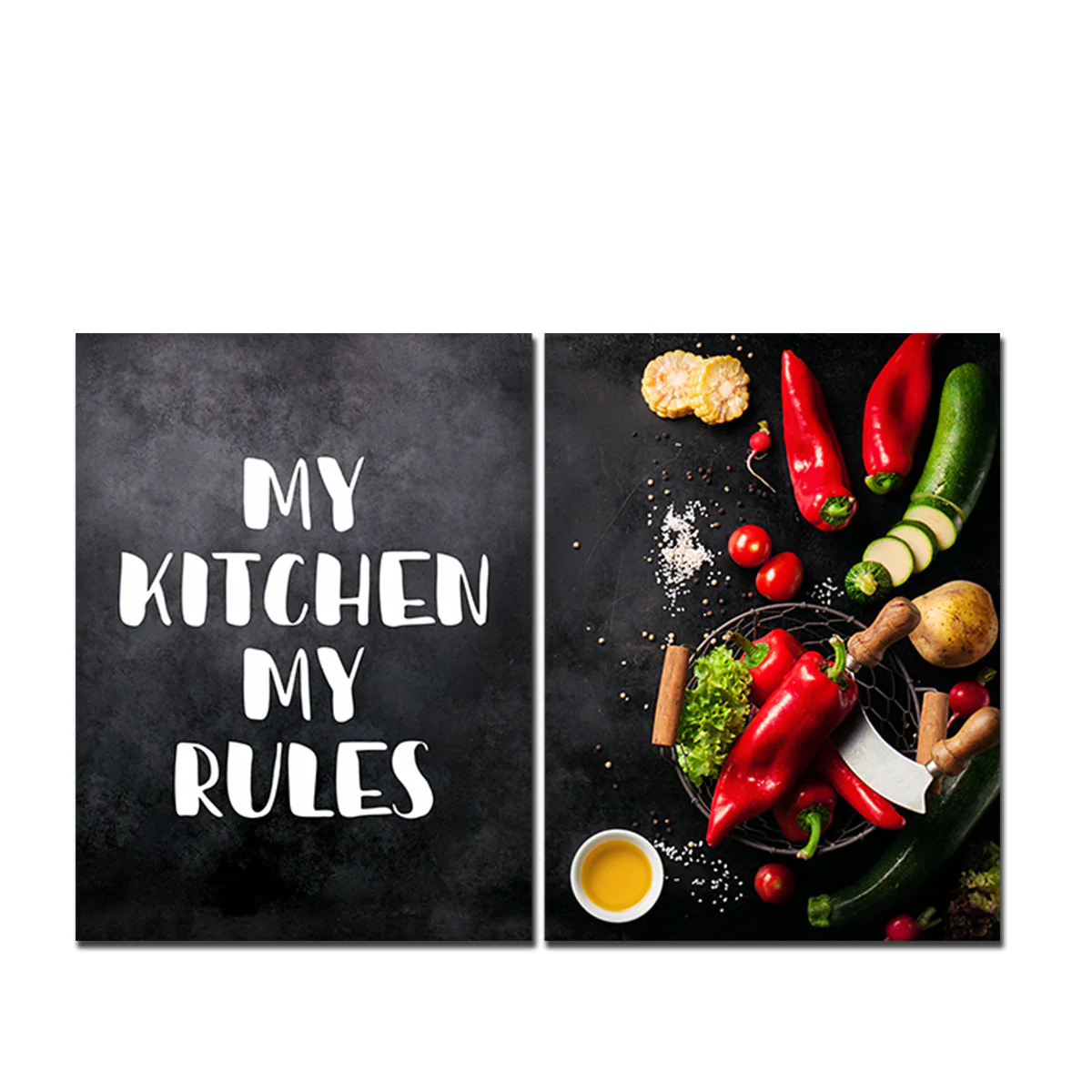 Premium 2 Pieces Wall Painting of Kitchen's Quotes with Vegetable - Image 4