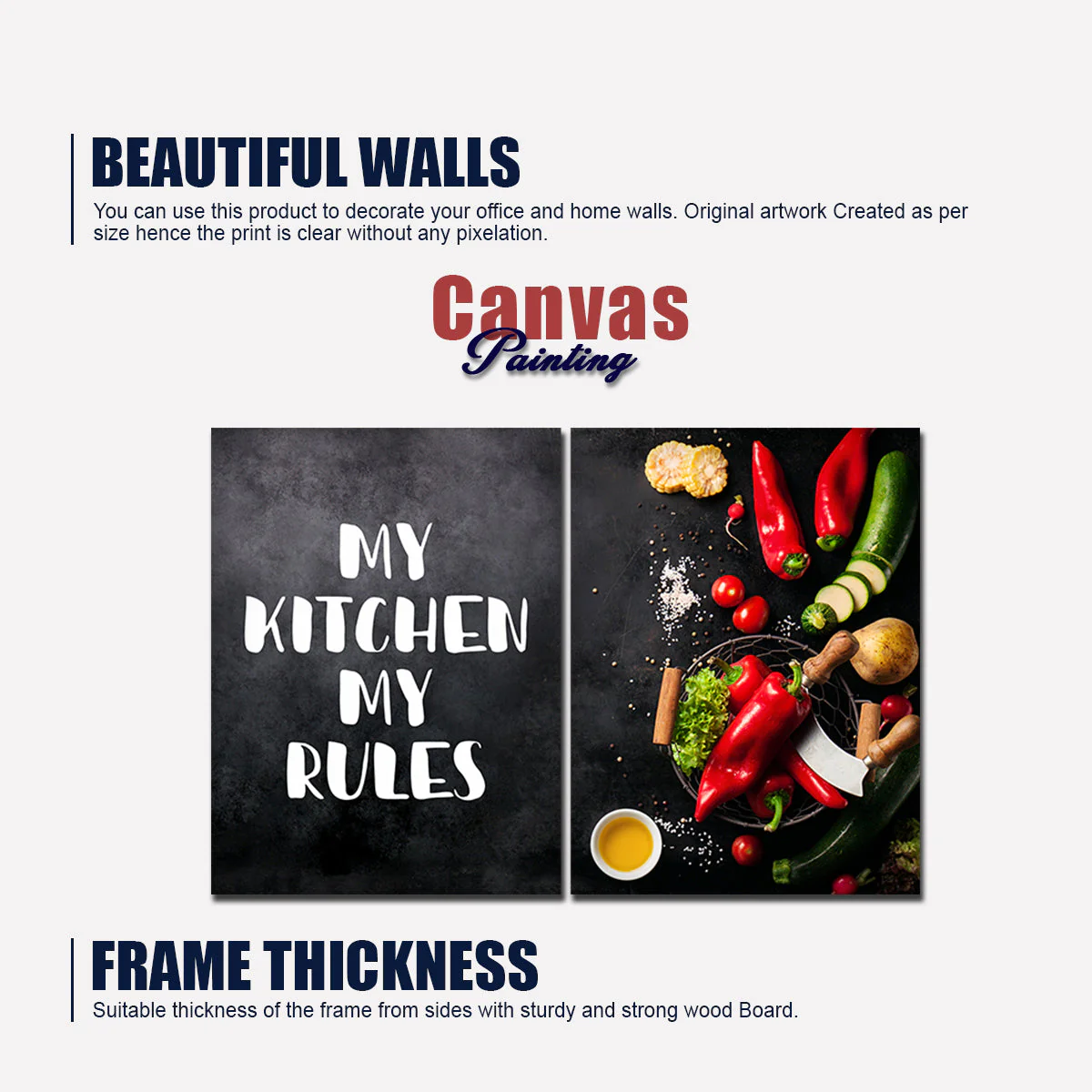 Premium 2 Pieces Wall Painting of Kitchen's Quotes with Vegetable - Image 5