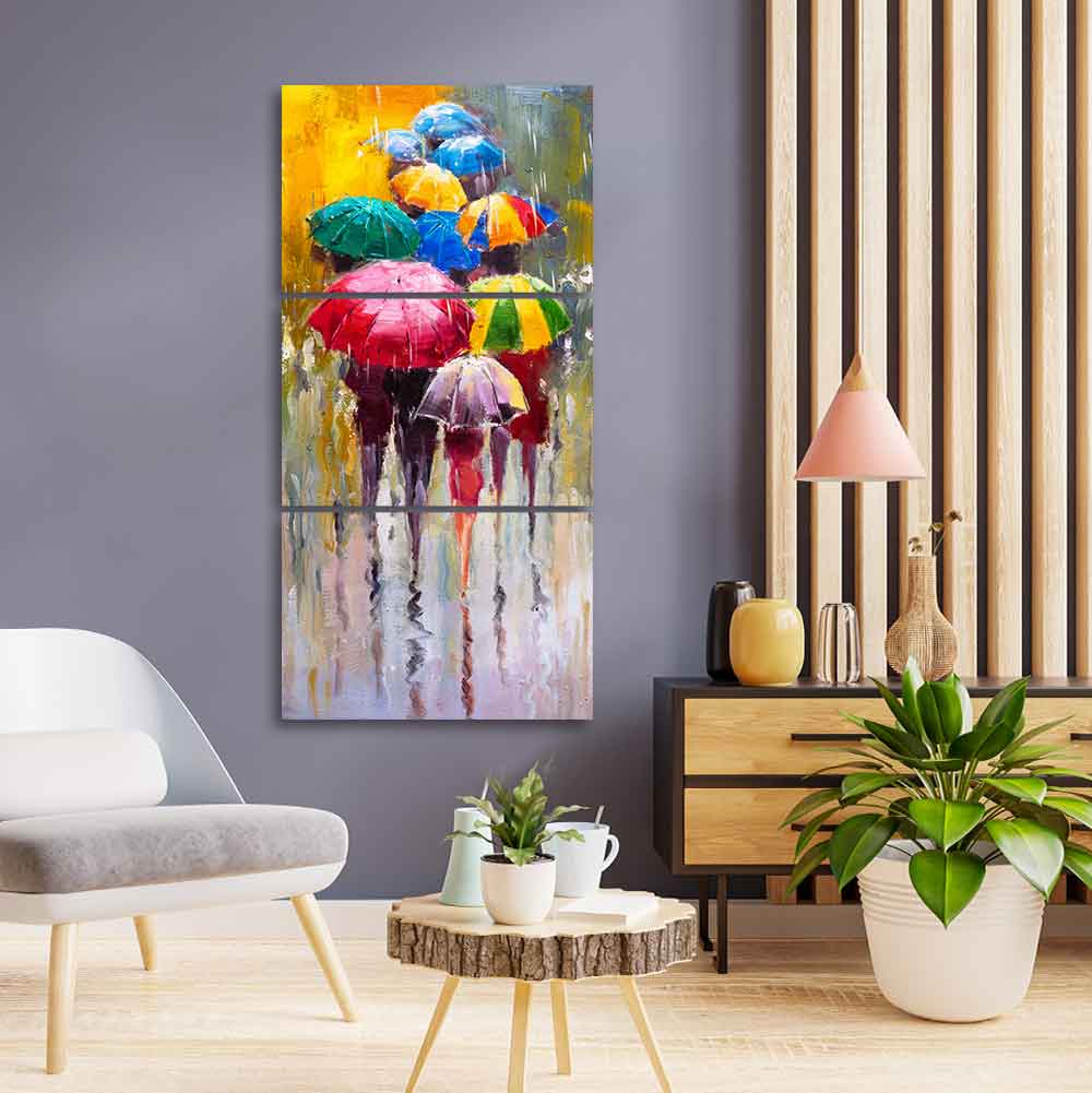 Premium 3 Pieces Wall Painting of Rainy Day - Image 3