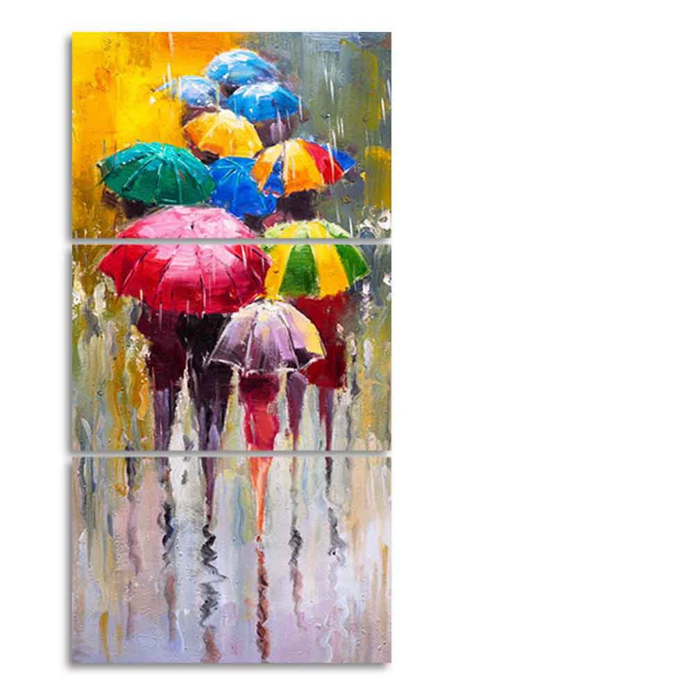 Premium 3 Pieces Wall Painting of Rainy Day - Image 4
