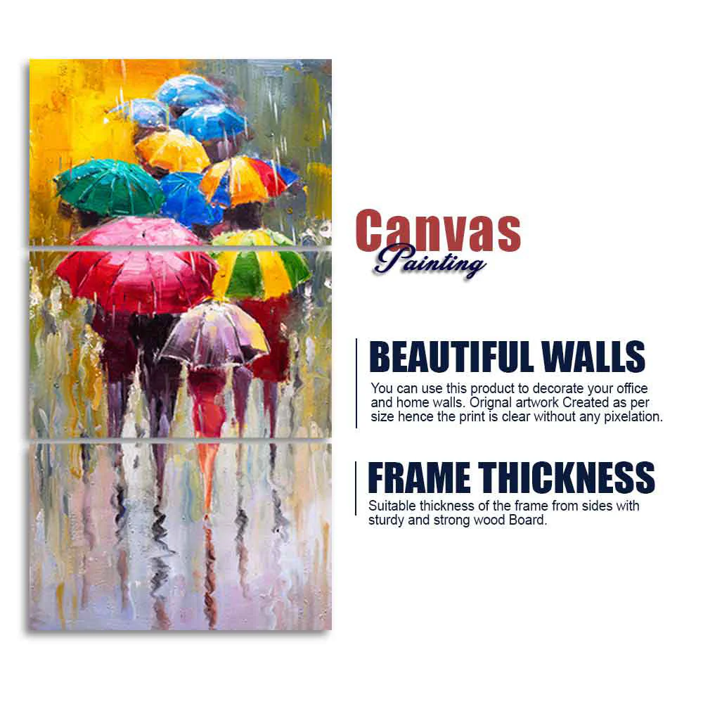 Premium 3 Pieces Wall Painting of Rainy Day - Image 5