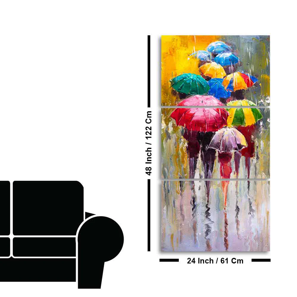 Premium 3 Pieces Wall Painting of Rainy Day - Image 6