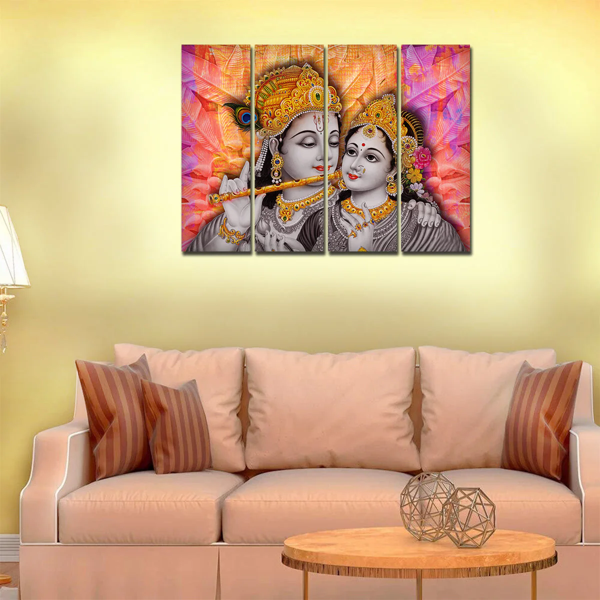 Premium 4 Pieces Wall Painting of Lord Radha Krishna - Image 2