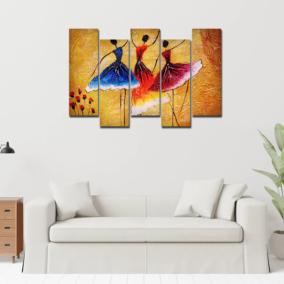 Premium 5 Pieces Wall Painting of Three Women doing Spanish Dance - Image 2