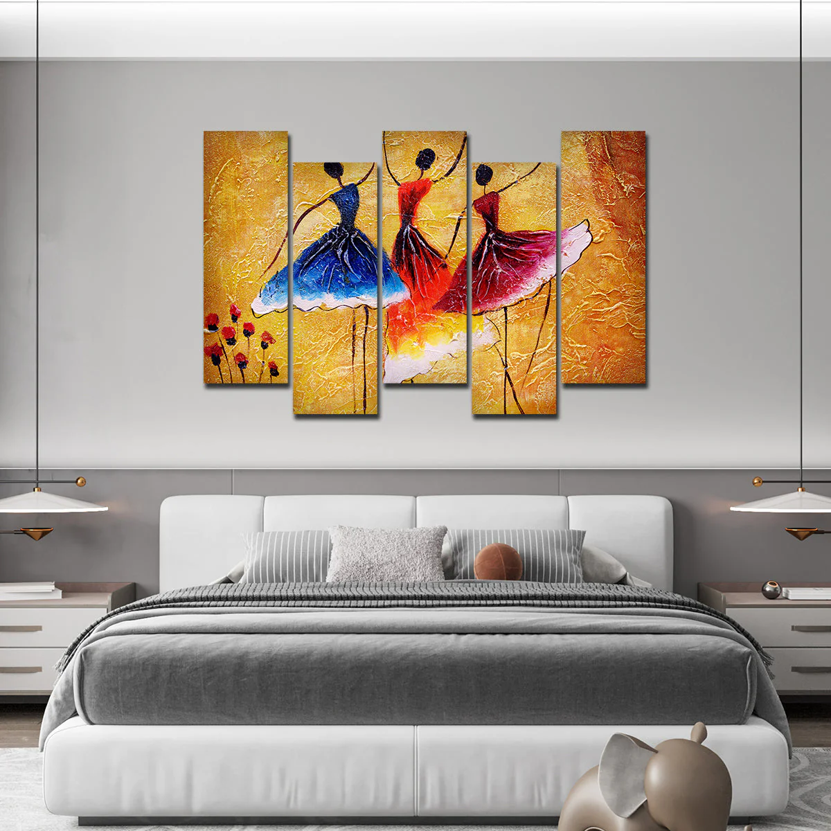 Premium 5 Pieces Wall Painting of Three Women doing Spanish Dance - Image 3