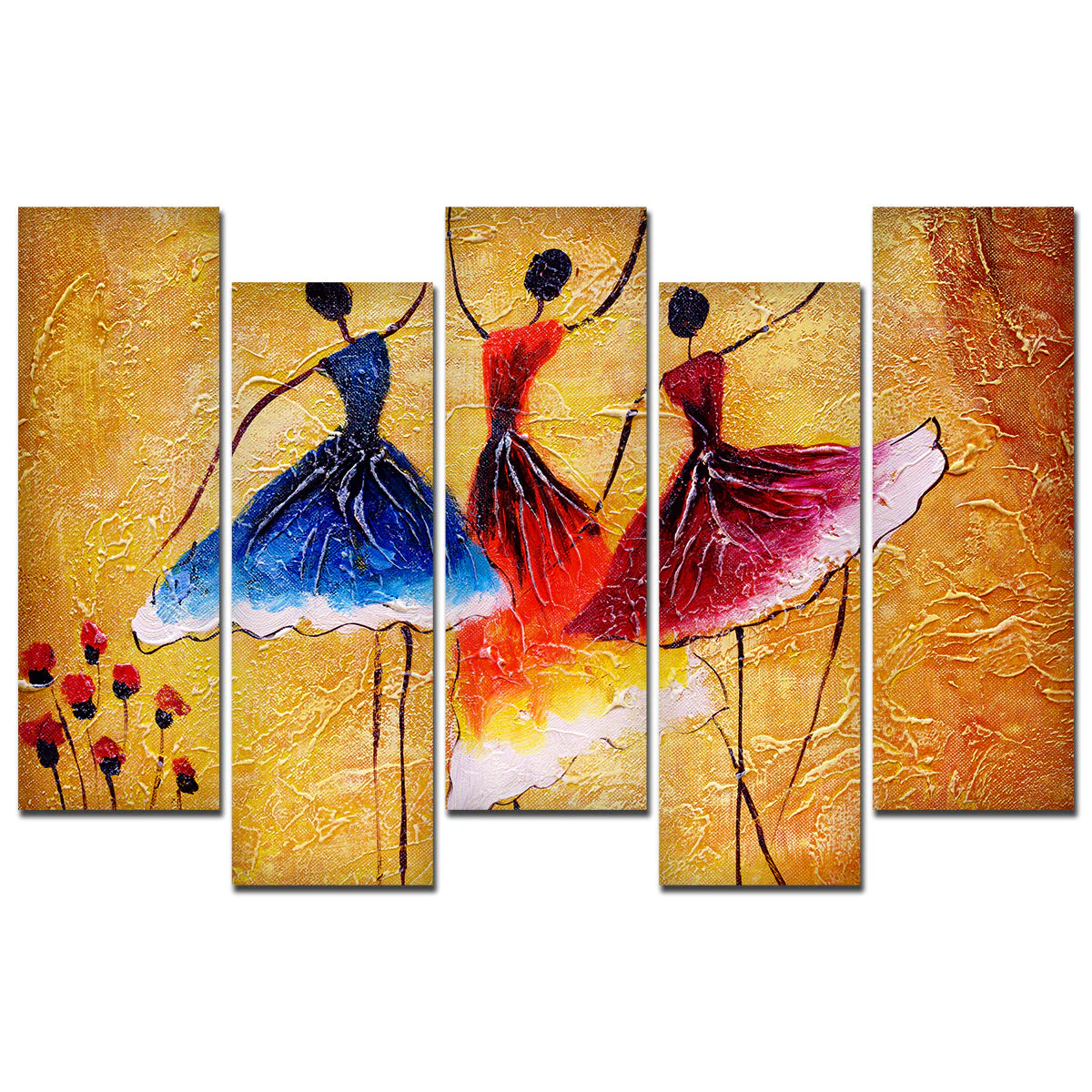 Premium 5 Pieces Wall Painting of Three Women doing Spanish Dance - Image 4