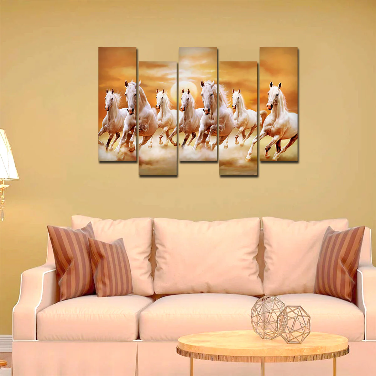 Seven Running Horses Wall Painting Canvas Painting Premium 5 Pieces - Image 2