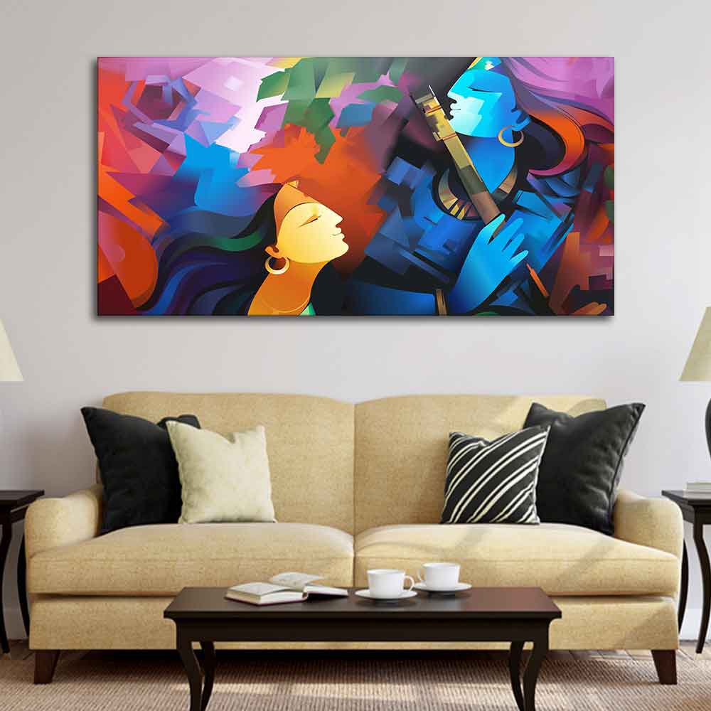 Premium Abstract Painting of Lord Radha Krishna - Image 2