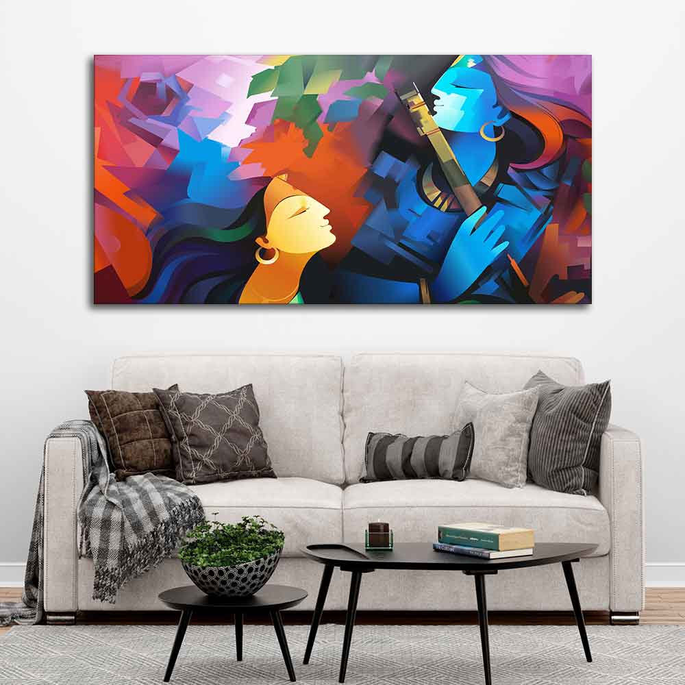 Premium Abstract Painting of Lord Radha Krishna - Image 3