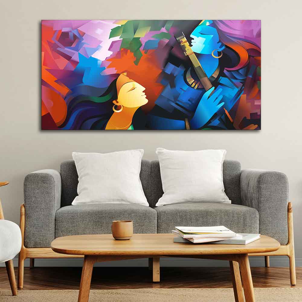 Premium Abstract Painting of Lord Radha Krishna - Image 4