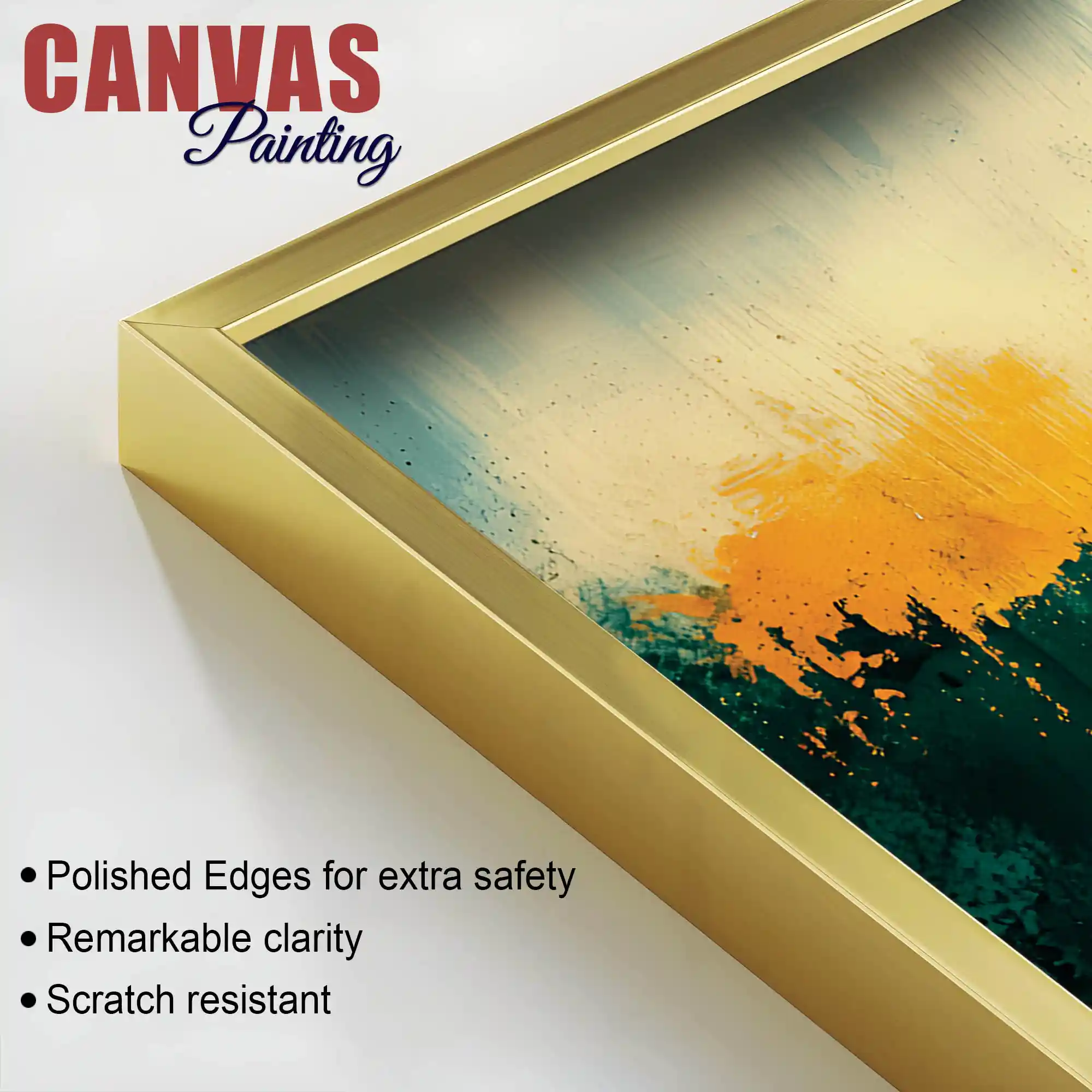 Premium Abstract Teal Green Golden Canvas Wall Painting for Home & Office - Image 6