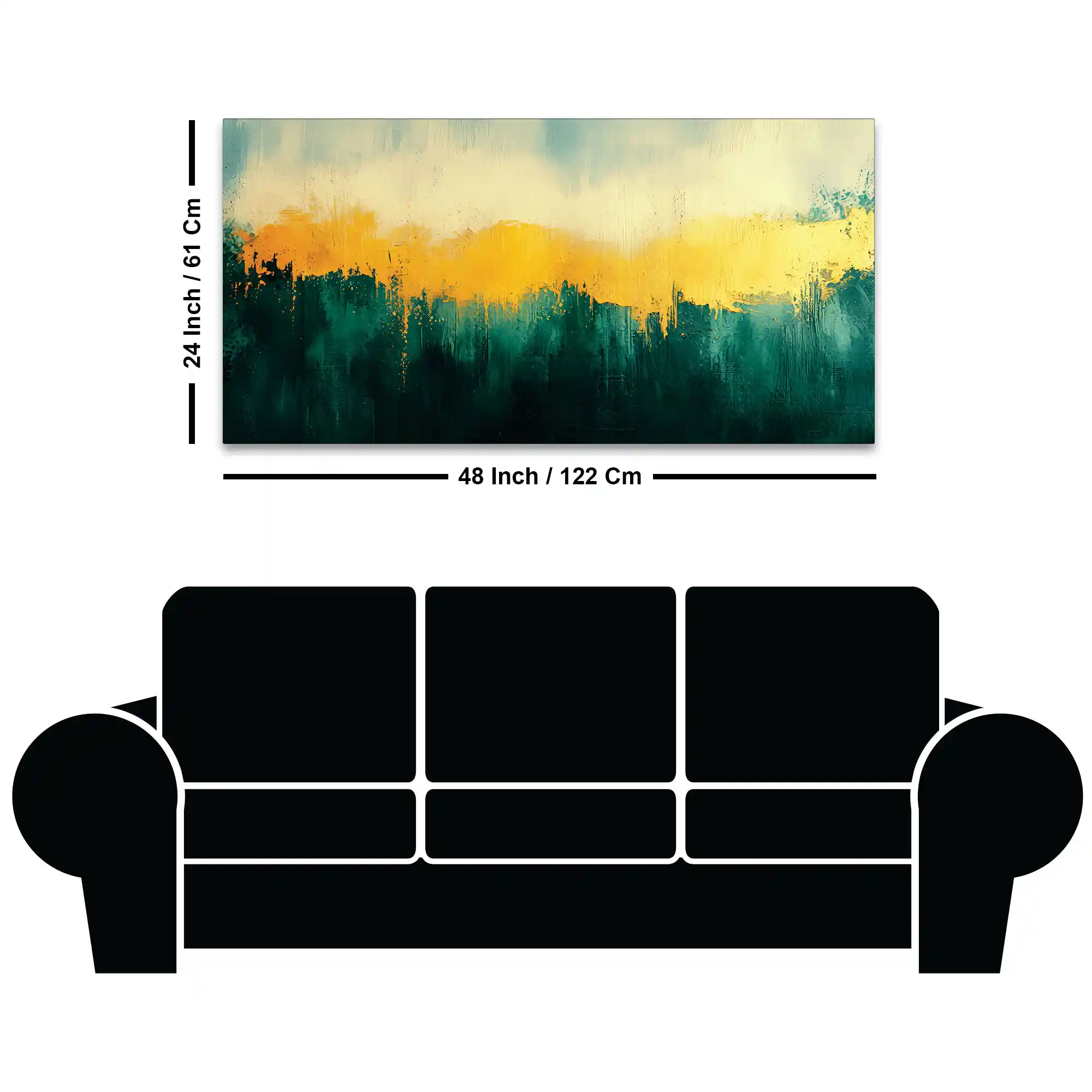 Premium Abstract Teal Green Golden Canvas Wall Painting for Home & Office - Image 8