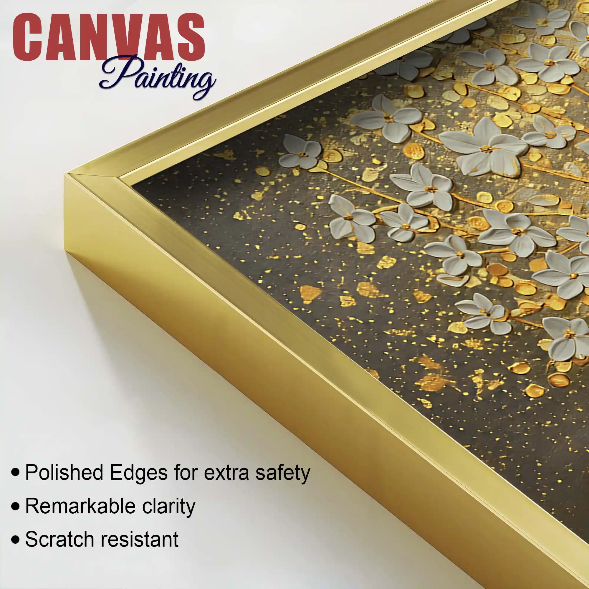 Premium Artistic Golden Blossom Tree Abstract Canvas Wall Painting - Image 6