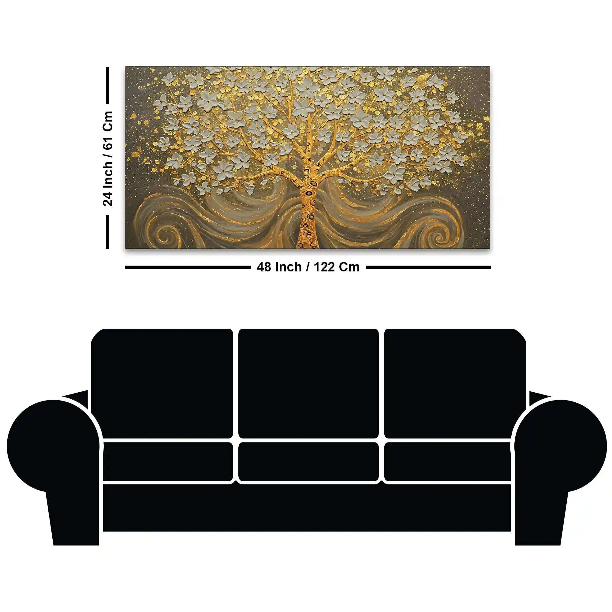 Premium Artistic Golden Blossom Tree Abstract Canvas Wall Painting - Image 8
