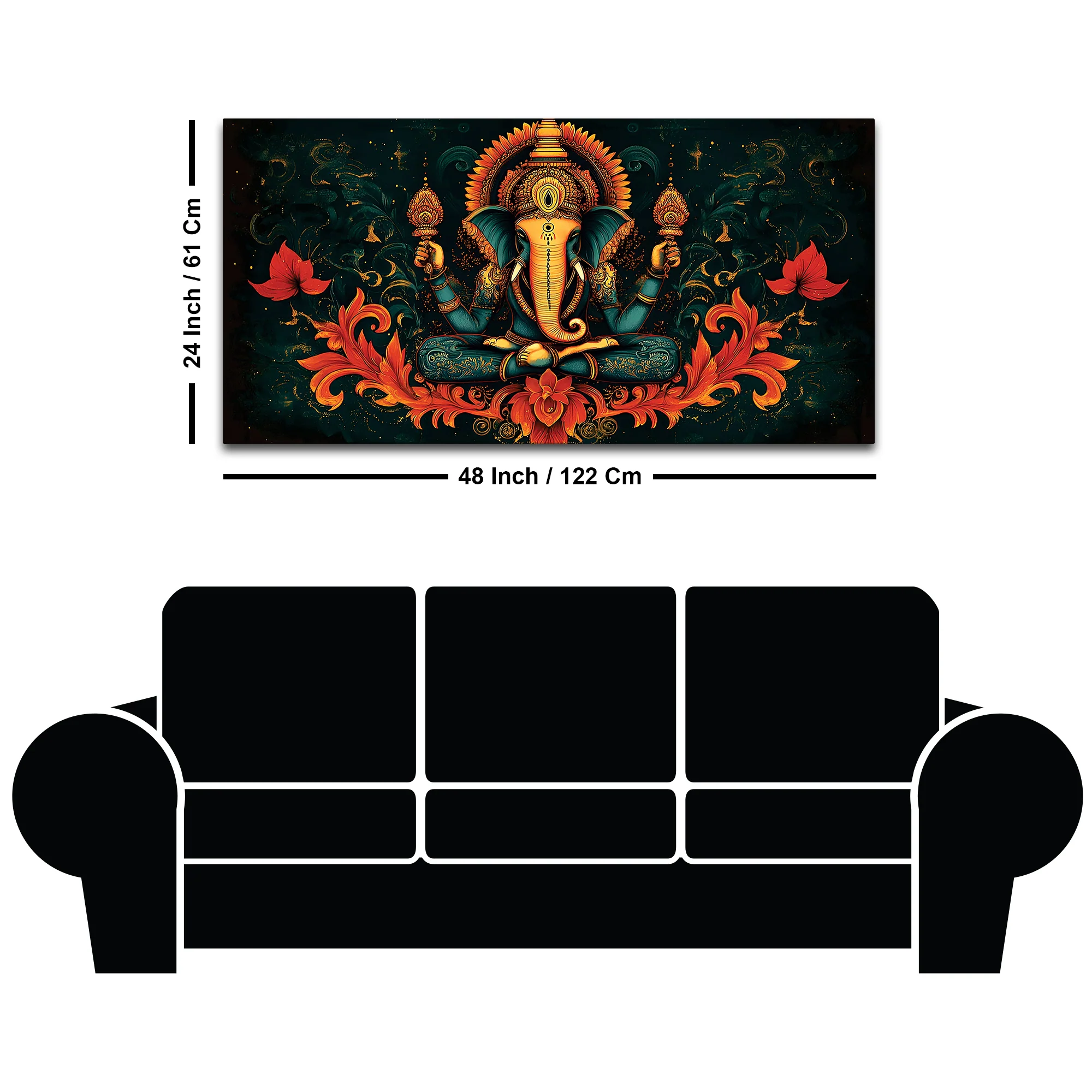 Premium Artistic Lord Ganesha Floral Exclusive Art Canvas Wall Painting for Home & Office Spaces – Modern Religious Wall Art - Image 8