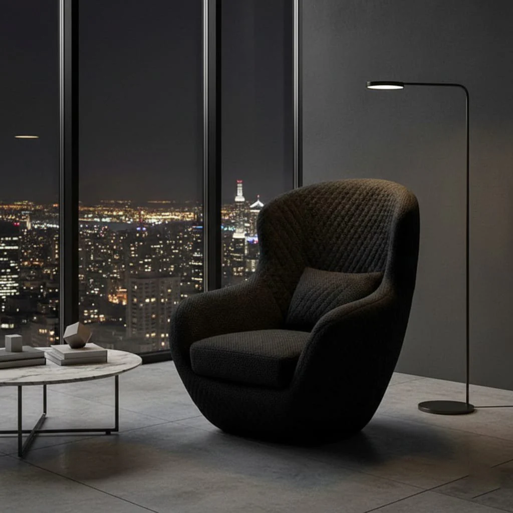 Premium Fabric Accent Chair with Gold Detailing | Modern Home Furniture - Image 2