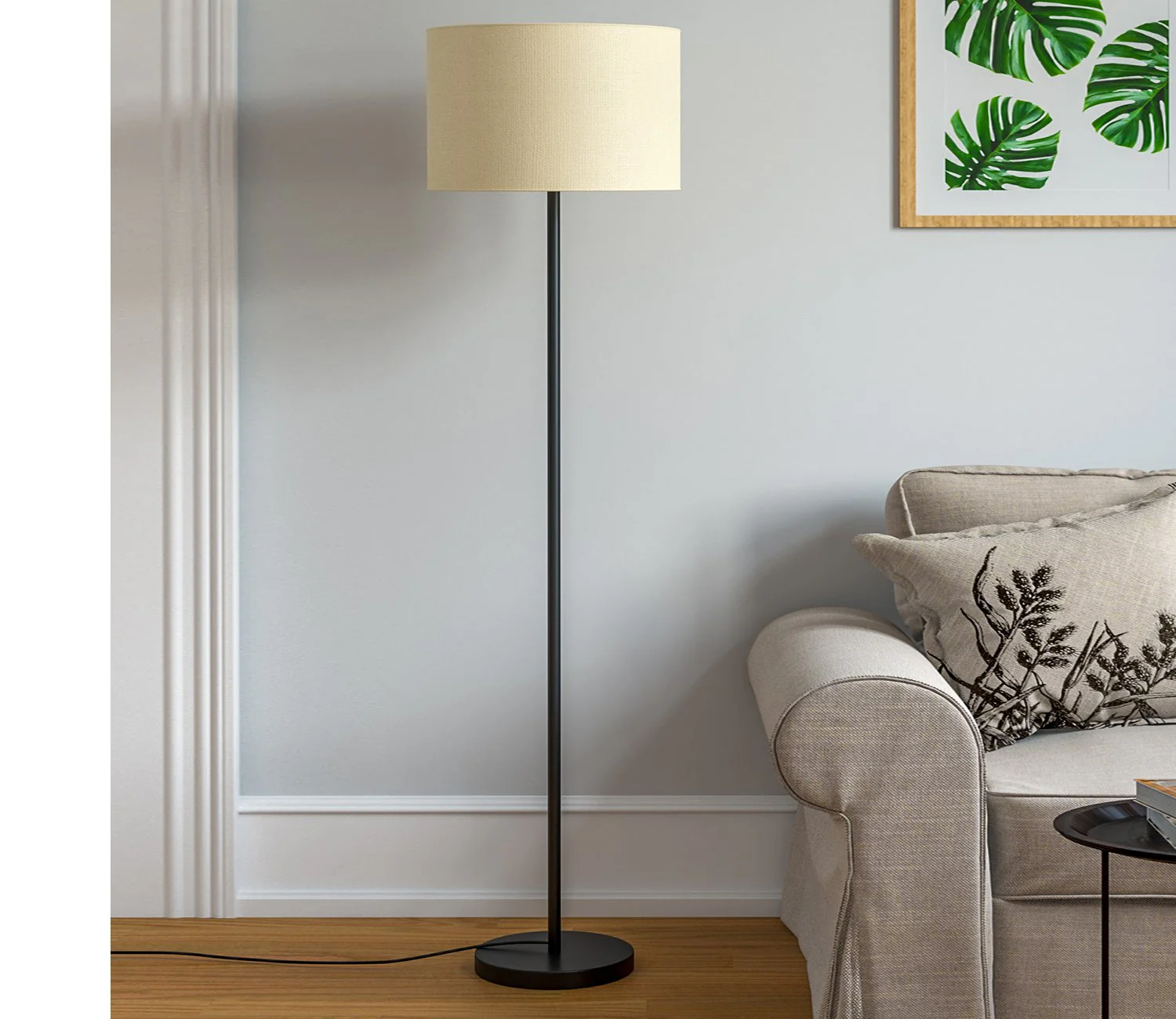 Premium Black Metal Finish Modern Sleek Floor Lamp - Image 2