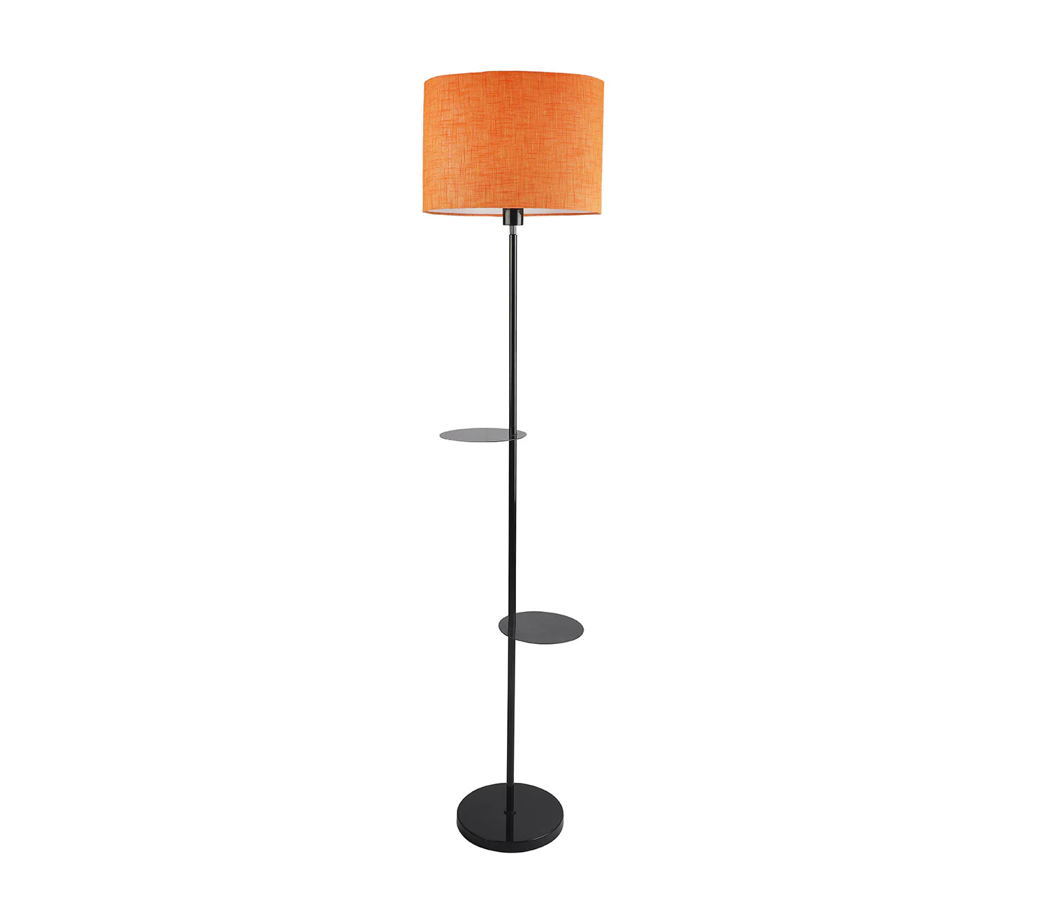 Premium Black Metal Finish Orange Color Floor Lamp with 2 Storage Shelf - Image 3