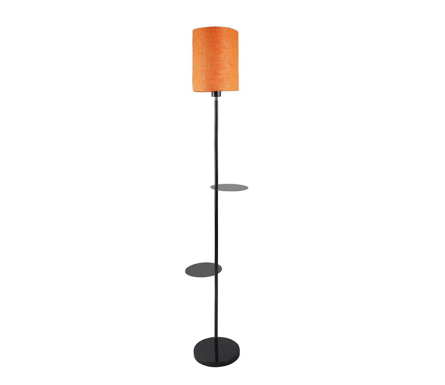 Premium Black Metal Finish Orange Color Floor Lamp with 2 Storage Shelf - Image 4