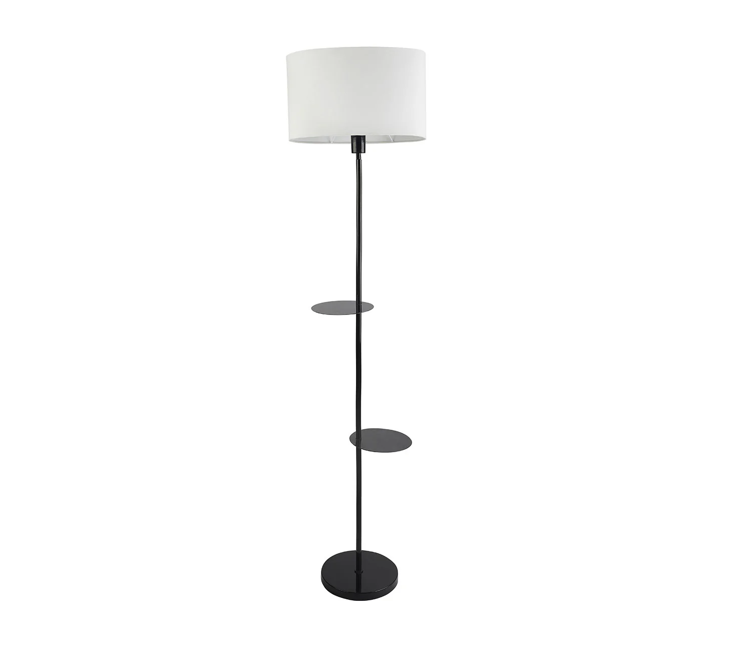 Premium Black Metal Finish White Color Floor Lamp with 2 Storage Shelf - Image 3