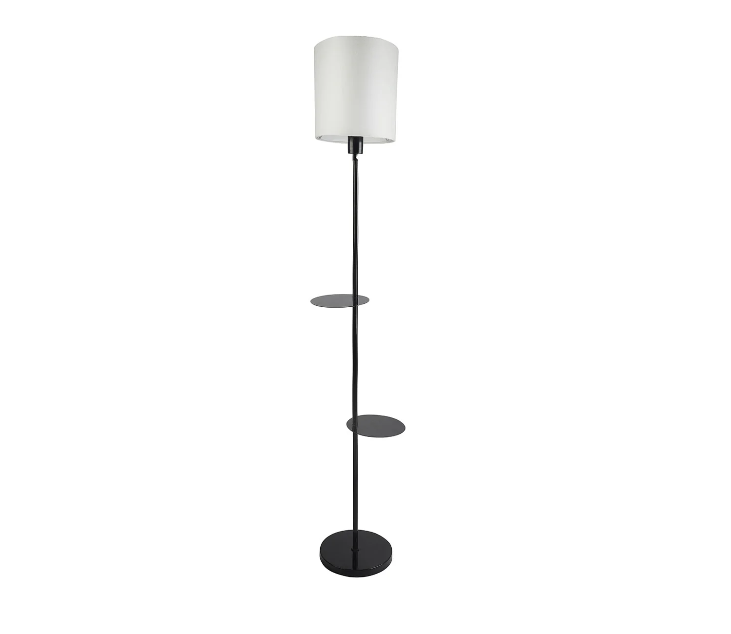 Premium Black Metal Finish White Color Floor Lamp with 2 Storage Shelf - Image 4