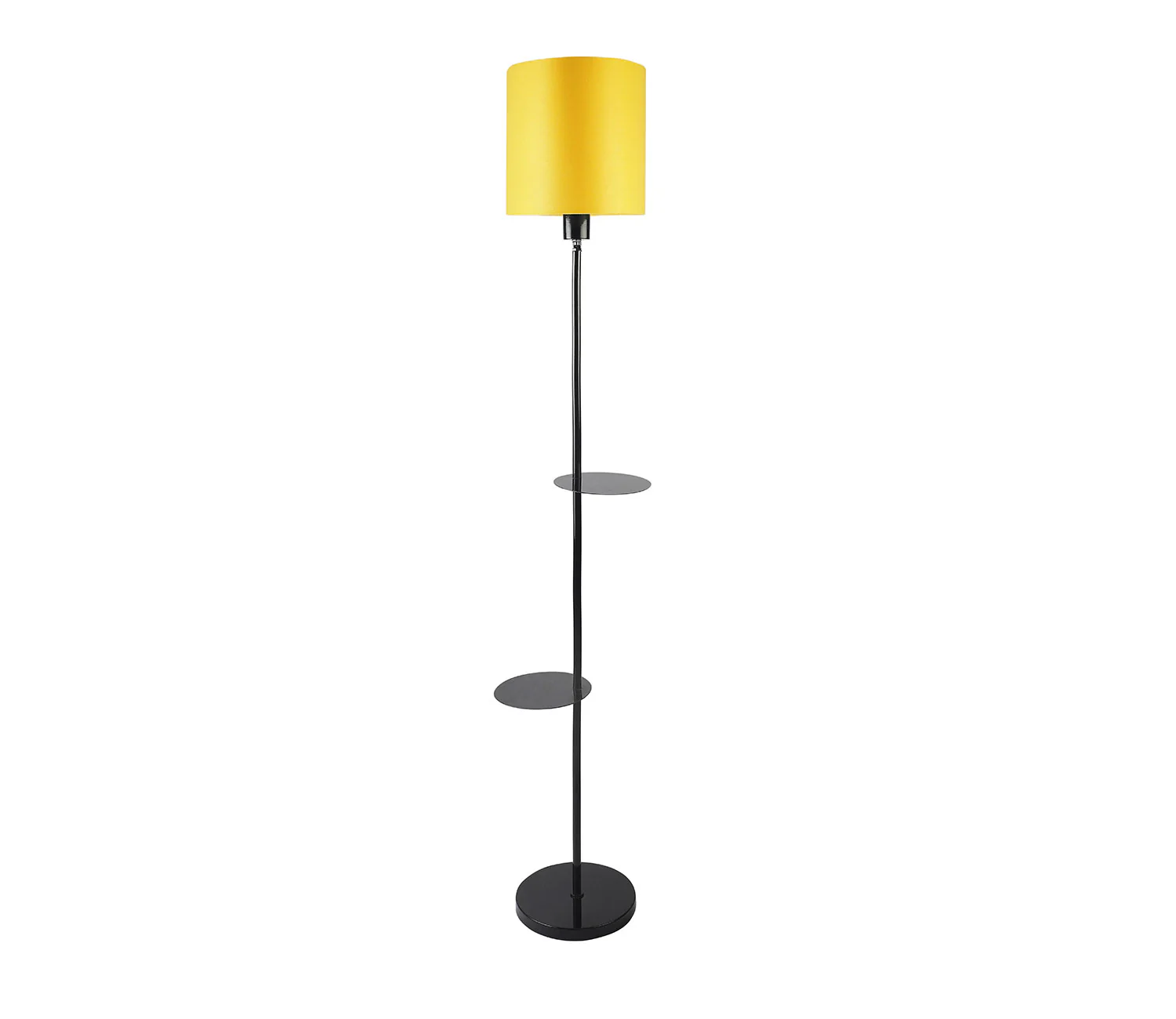 Premium Black Metal Finish Yellow Color Floor Lamp with 2 Storage Shelf - Image 3