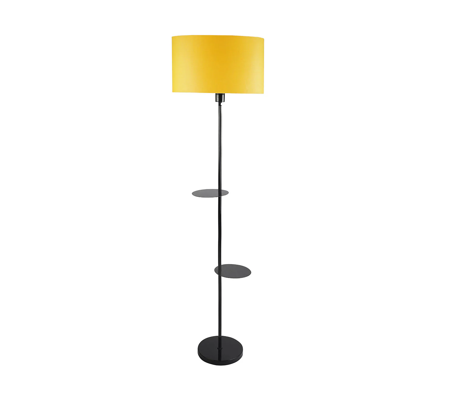 Premium Black Metal Finish Yellow Color Floor Lamp with 2 Storage Shelf - Image 4