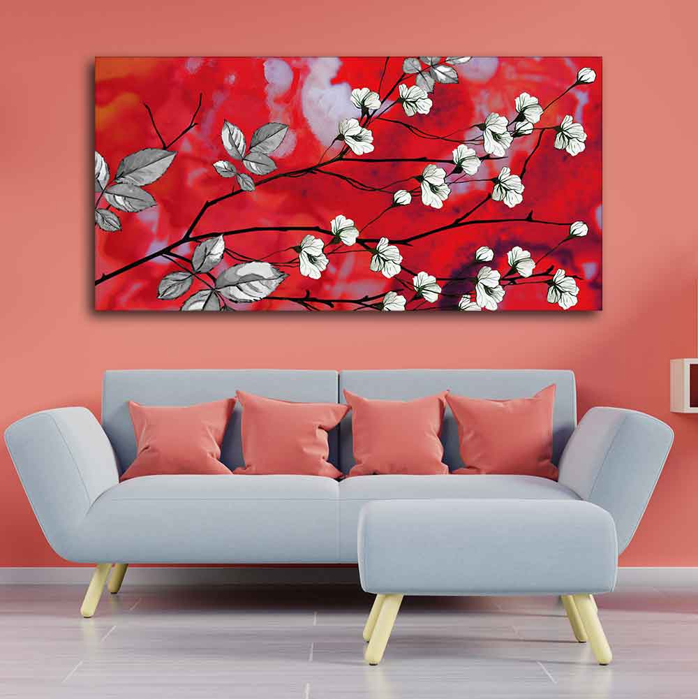 Premium Canvas Abstract Art Painting of White Flowers - Image 5