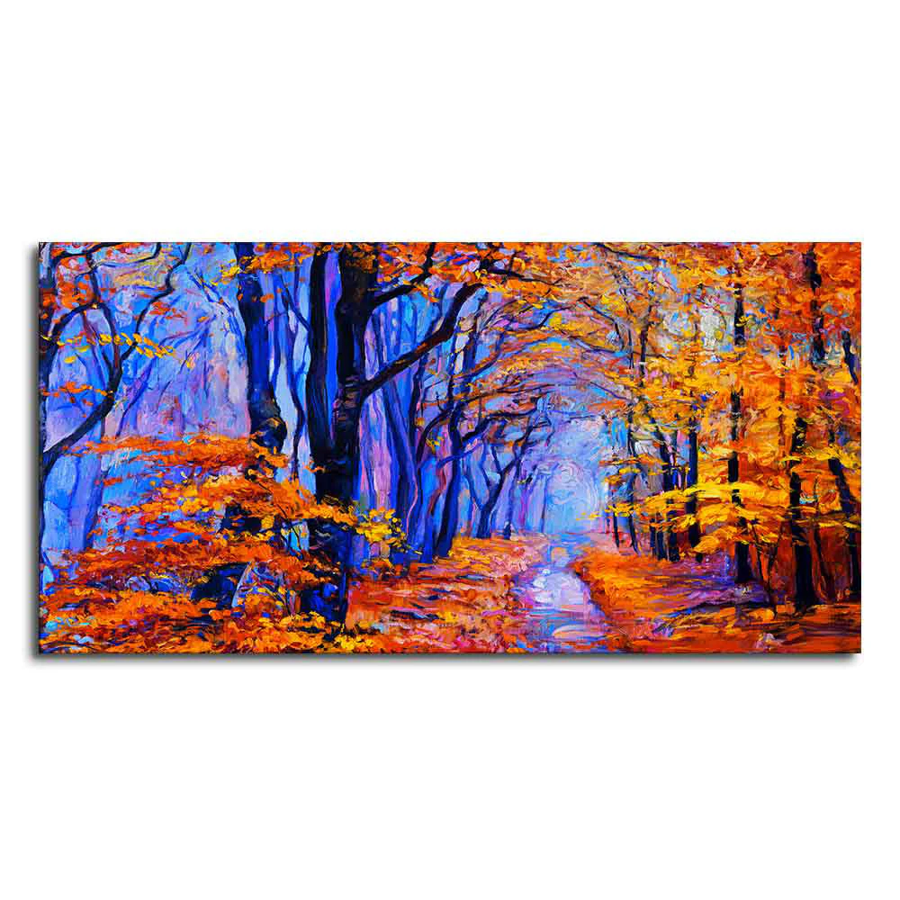 Premium Canvas Abstract Art Wall Painting of Forest in Autumn - Image 4