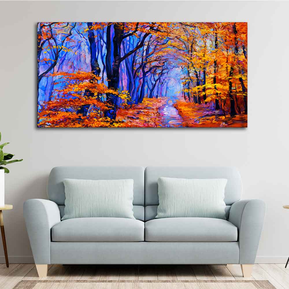 Premium Canvas Abstract Art Wall Painting of Forest in Autumn - Image 5